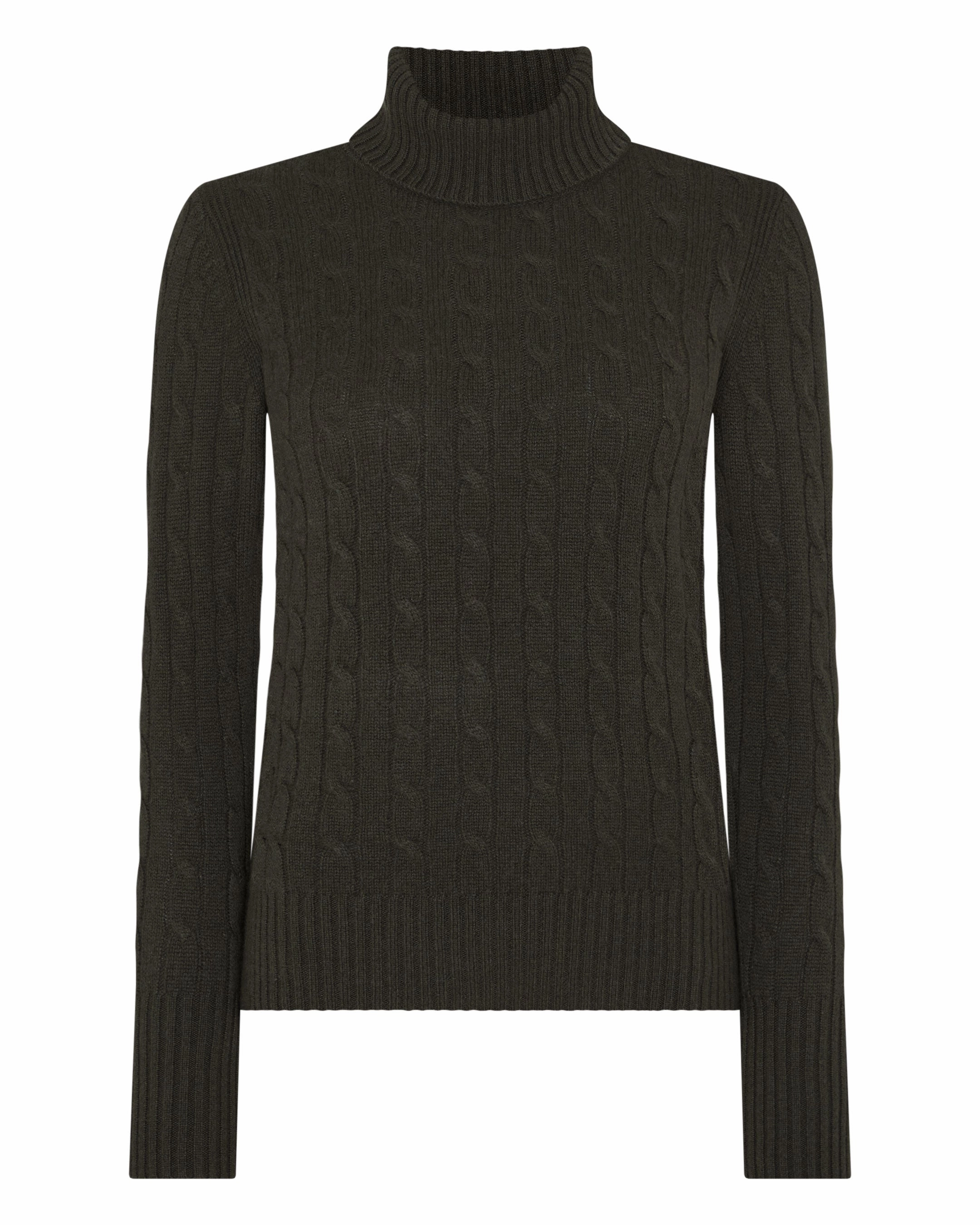 Grab Your Savings Hot Pick Deal Women'S Adelyn Cable Roll Cashmere Jumper Arabica Khaki Green