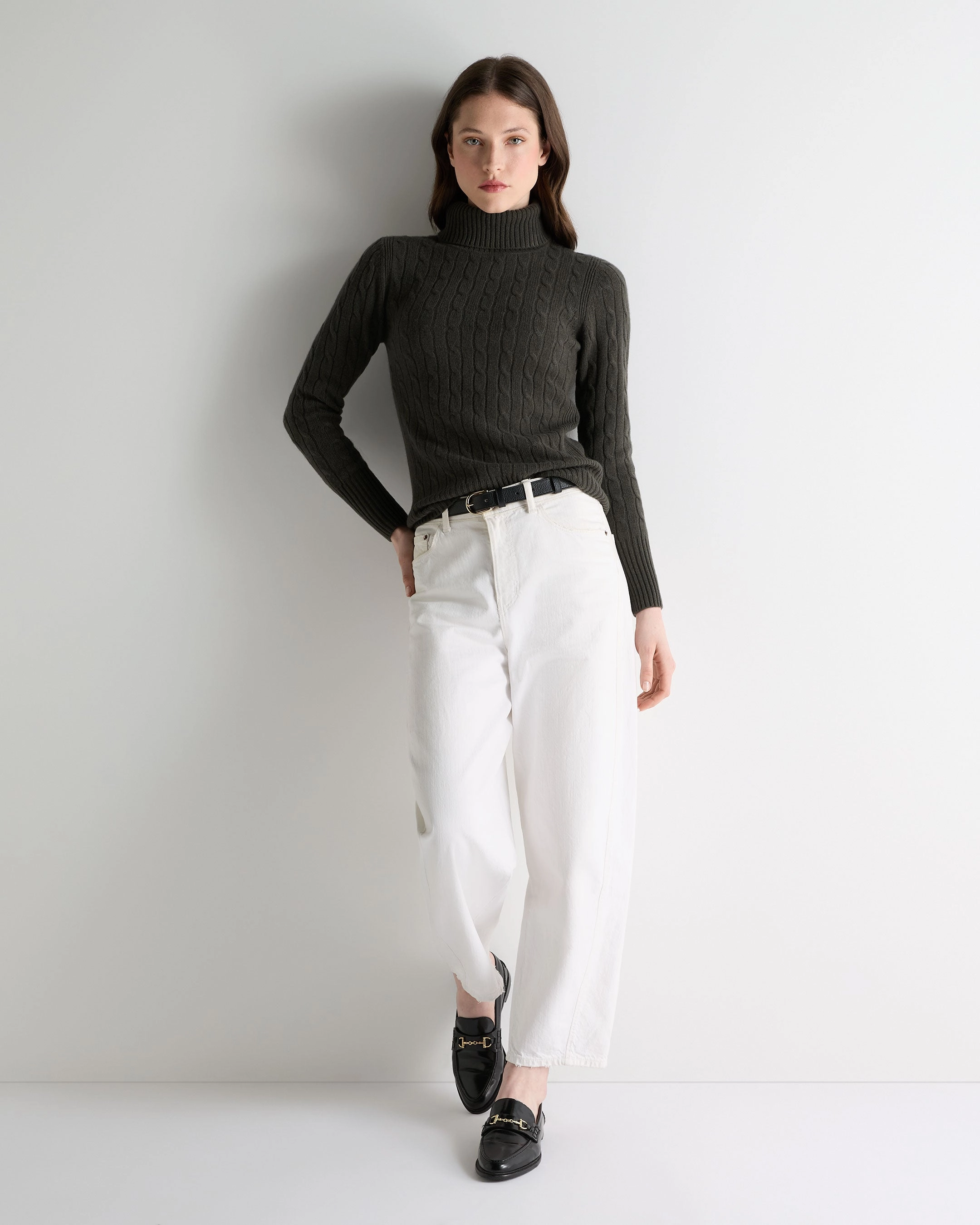 Hot Discount Deal Today Only Discount Alert Women'S Adelyn Cable Roll Cashmere Jumper Arabica Khaki Green