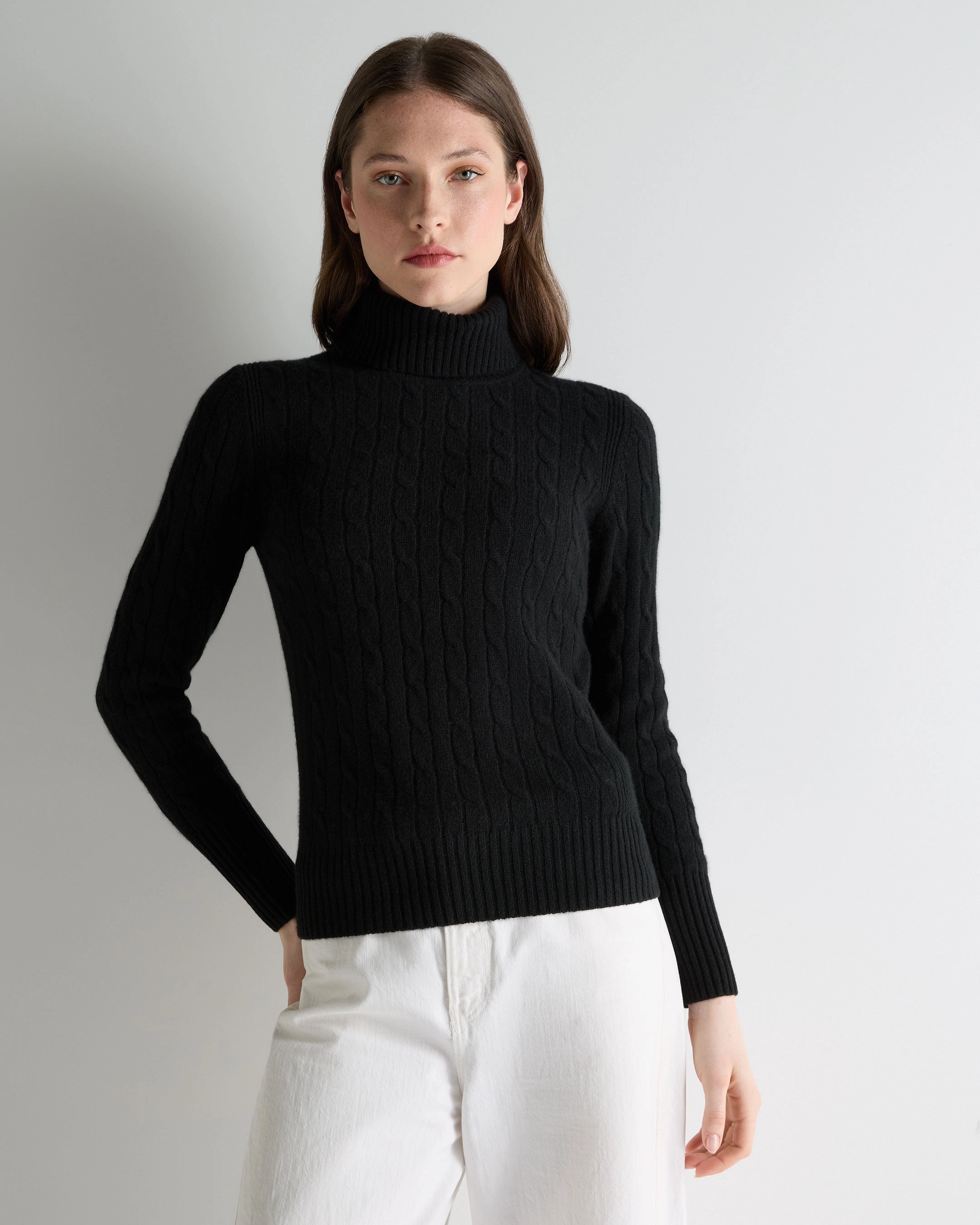 Women'S Adelyn Cable Roll Cashmere Jumper Black Trending Now Discount Grab It Before Gone