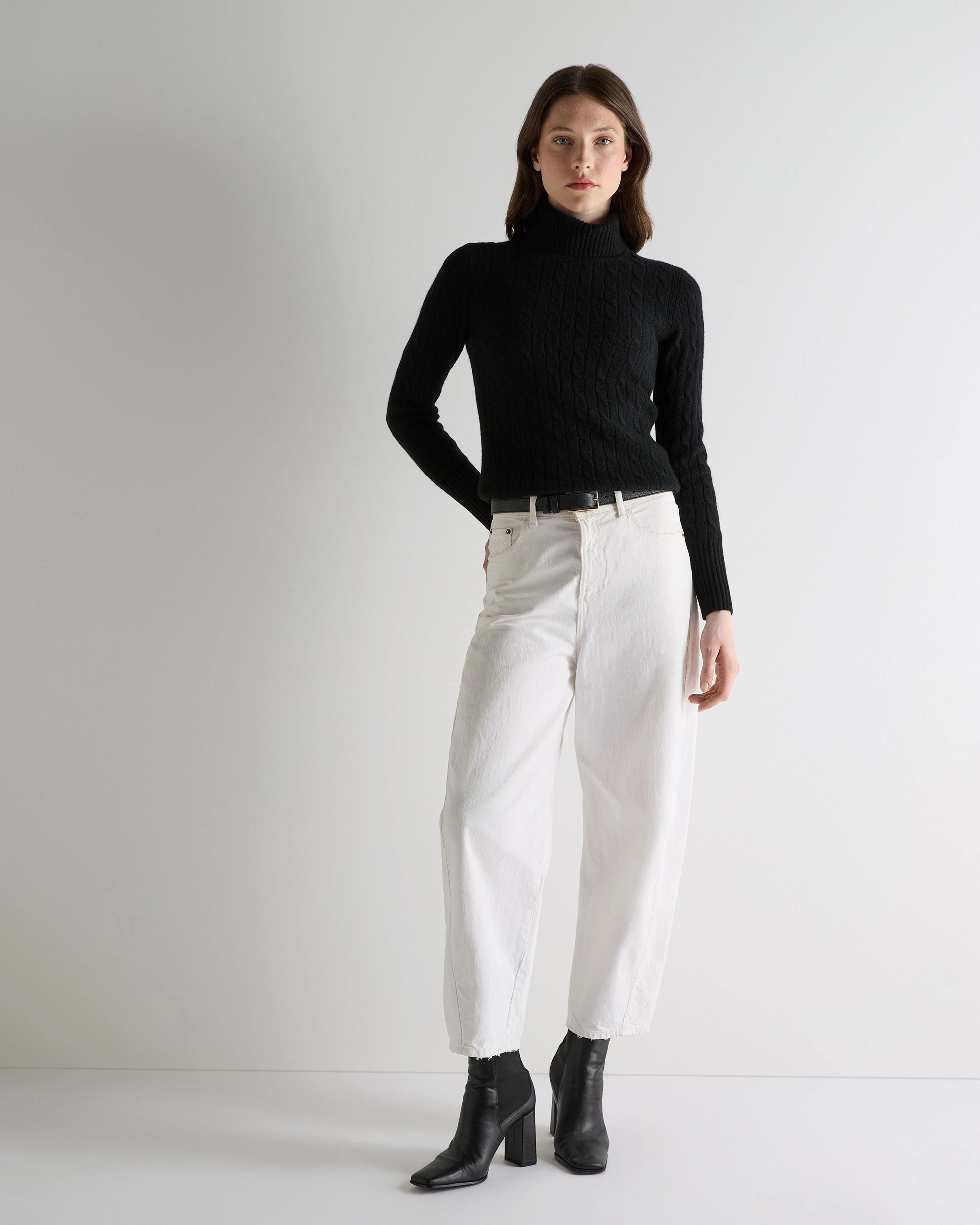 Women'S Adelyn Cable Roll Cashmere Jumper Black Online Exclusive Offer