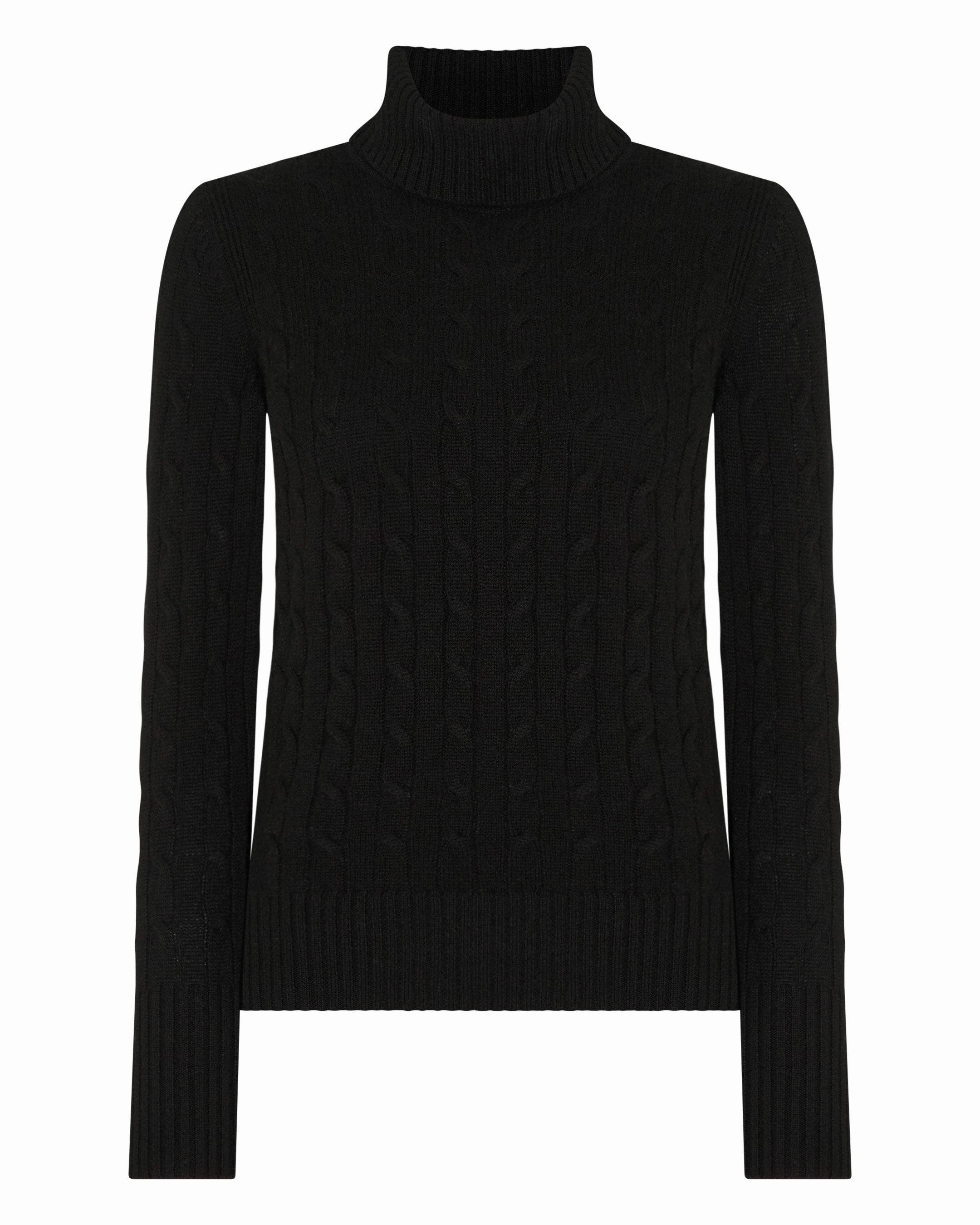 Women'S Adelyn Cable Roll Cashmere Jumper Black Todays Special Picks