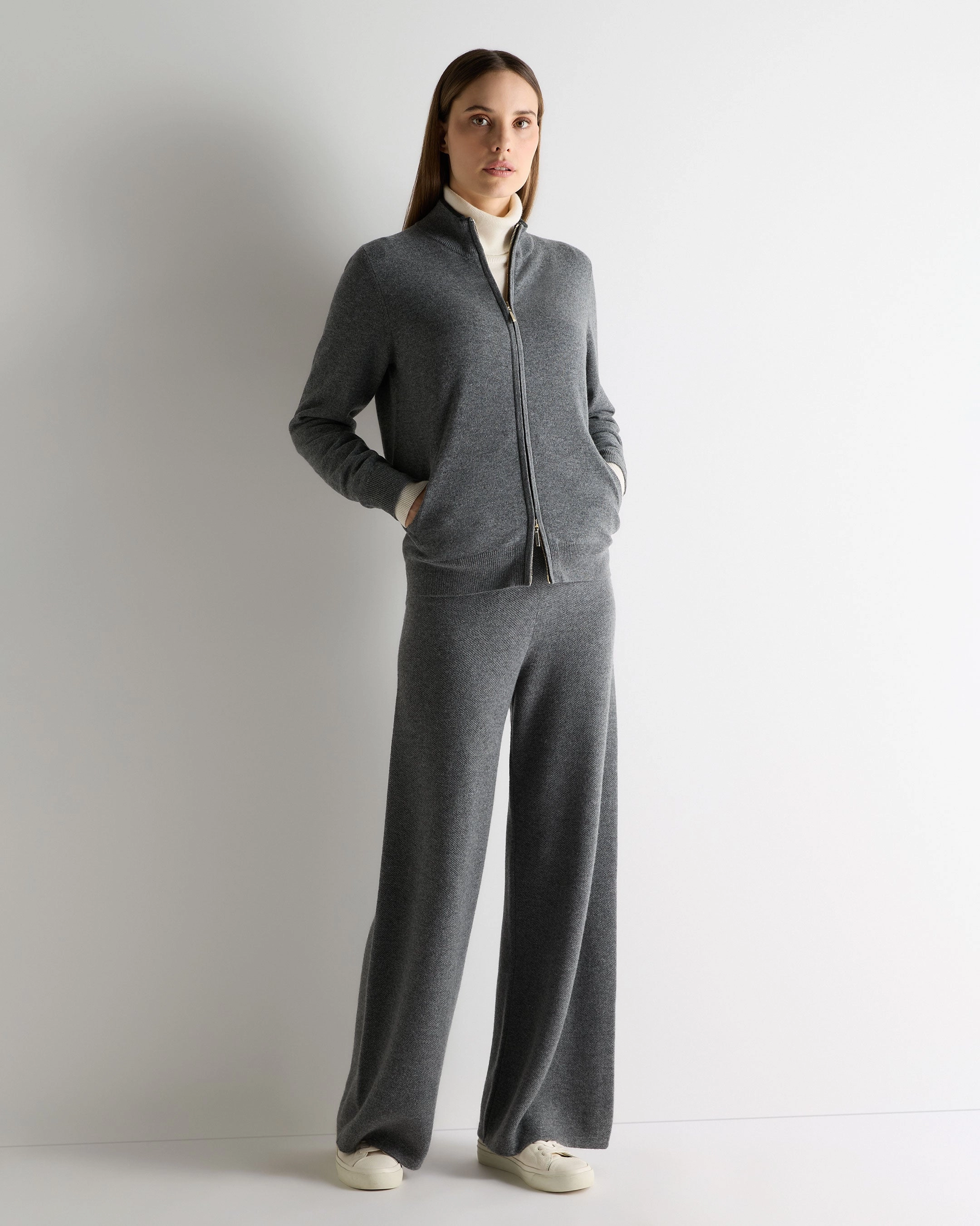 Women'S Alisa Full Zip Cashmere Cardigan Elephant Grey MustHave Items