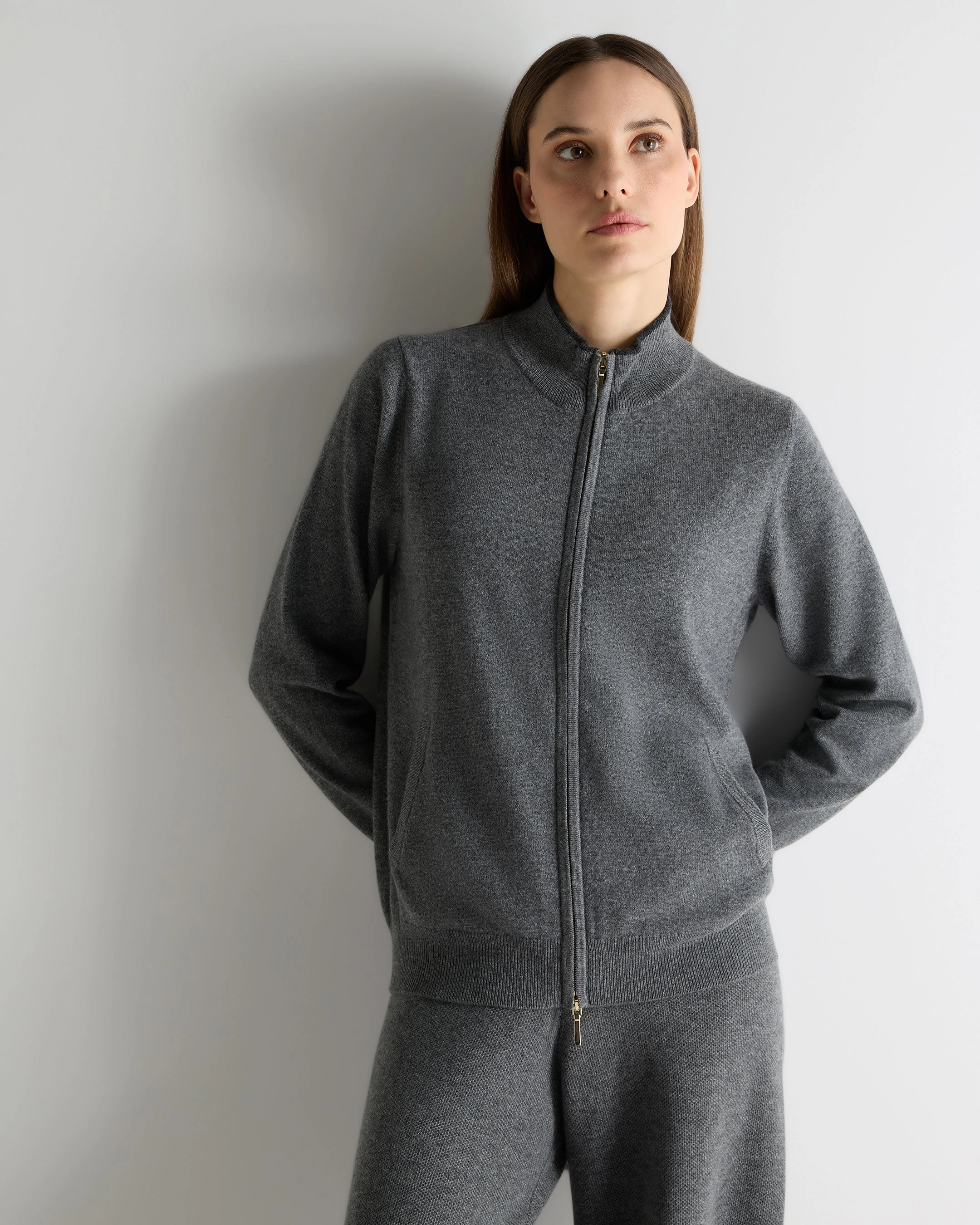 Women'S Alisa Full Zip Cashmere Cardigan Elephant Grey Clearance Event Today