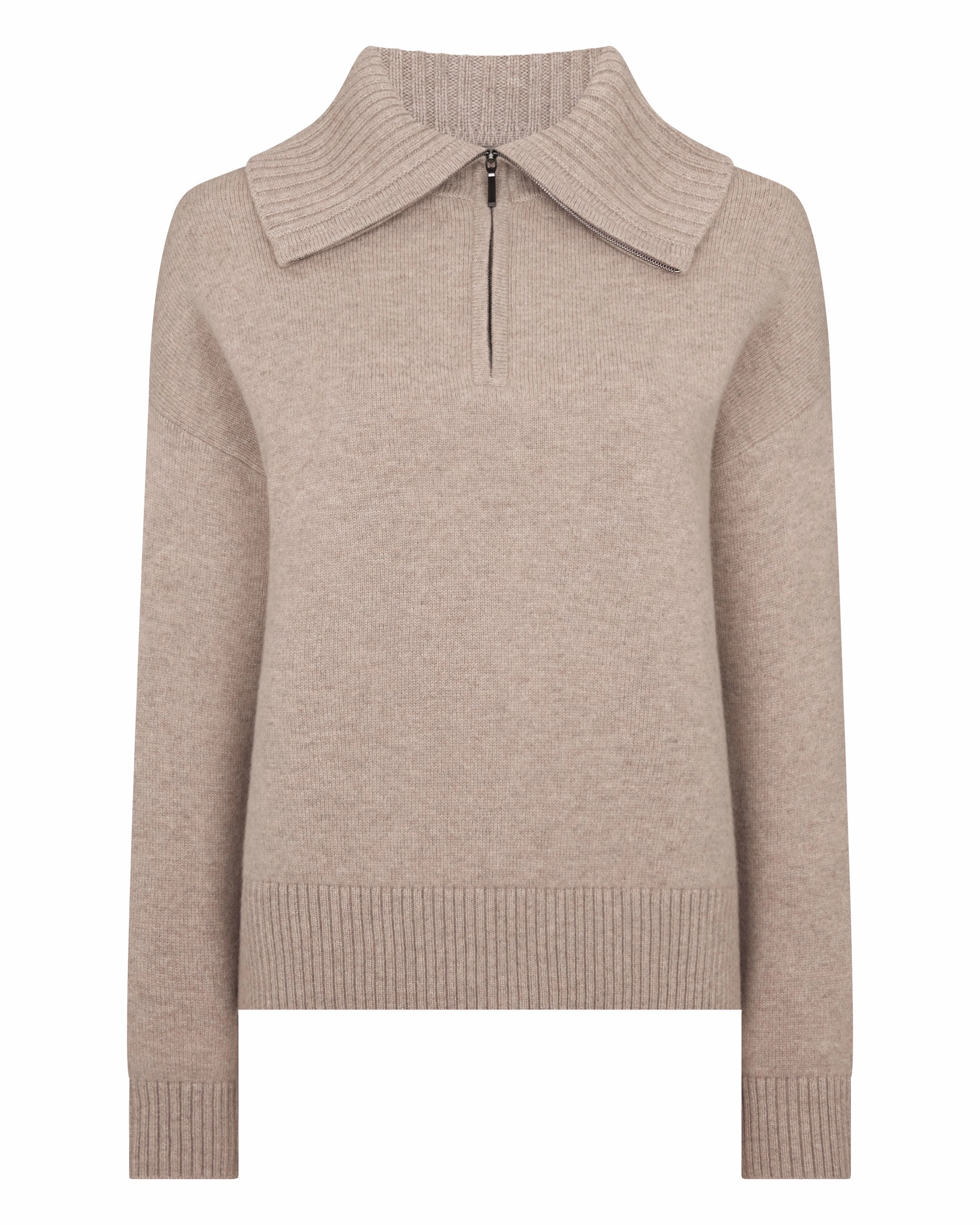 Shop the Savings MustHave Gift Ideas Women'S Cashmere Half Zip Cashmere Jumper Oatmeal Brown