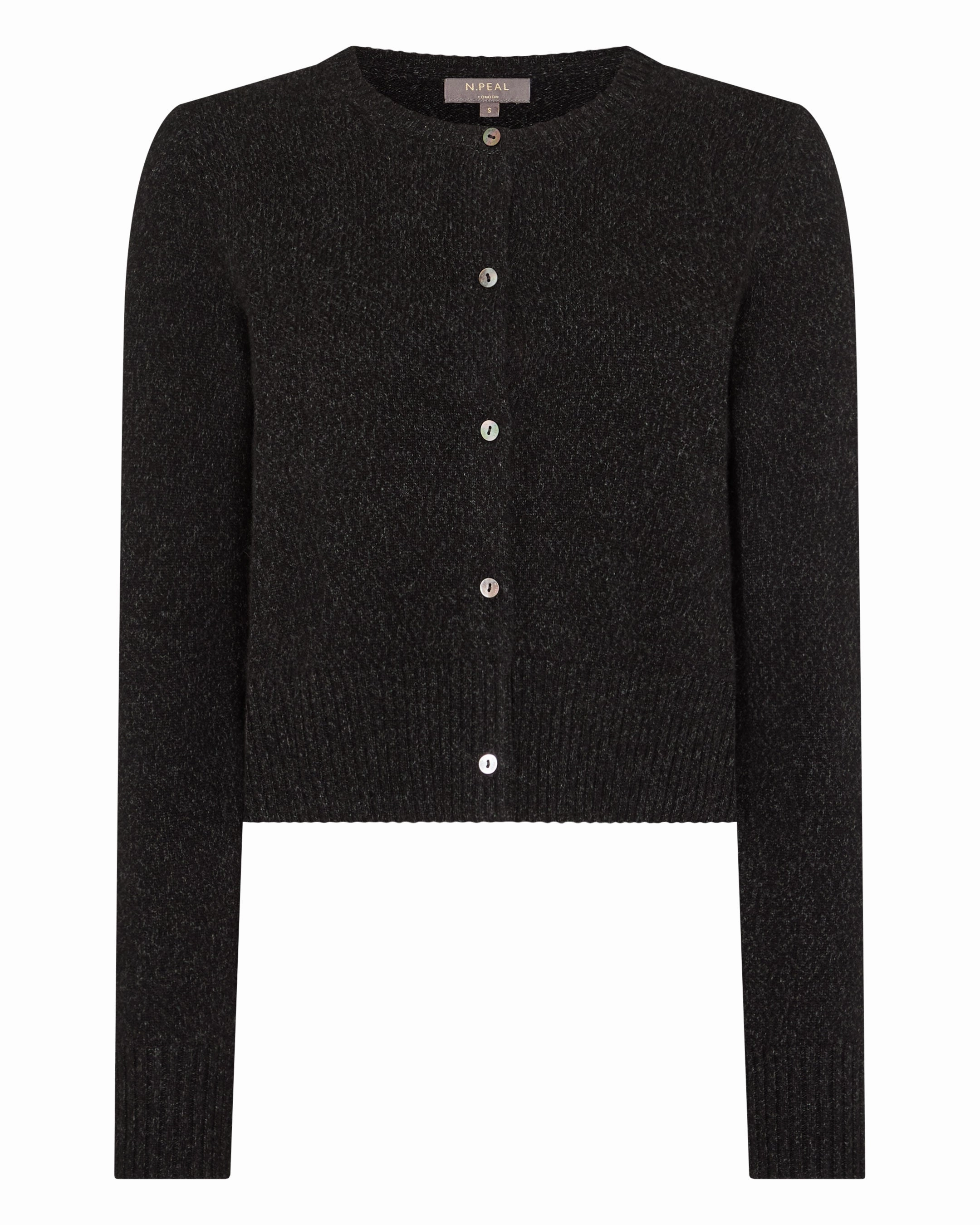 Women'S Chunky Crop Cashmere Cardigan Charcoal Grey Melange Today Only Hot Sale