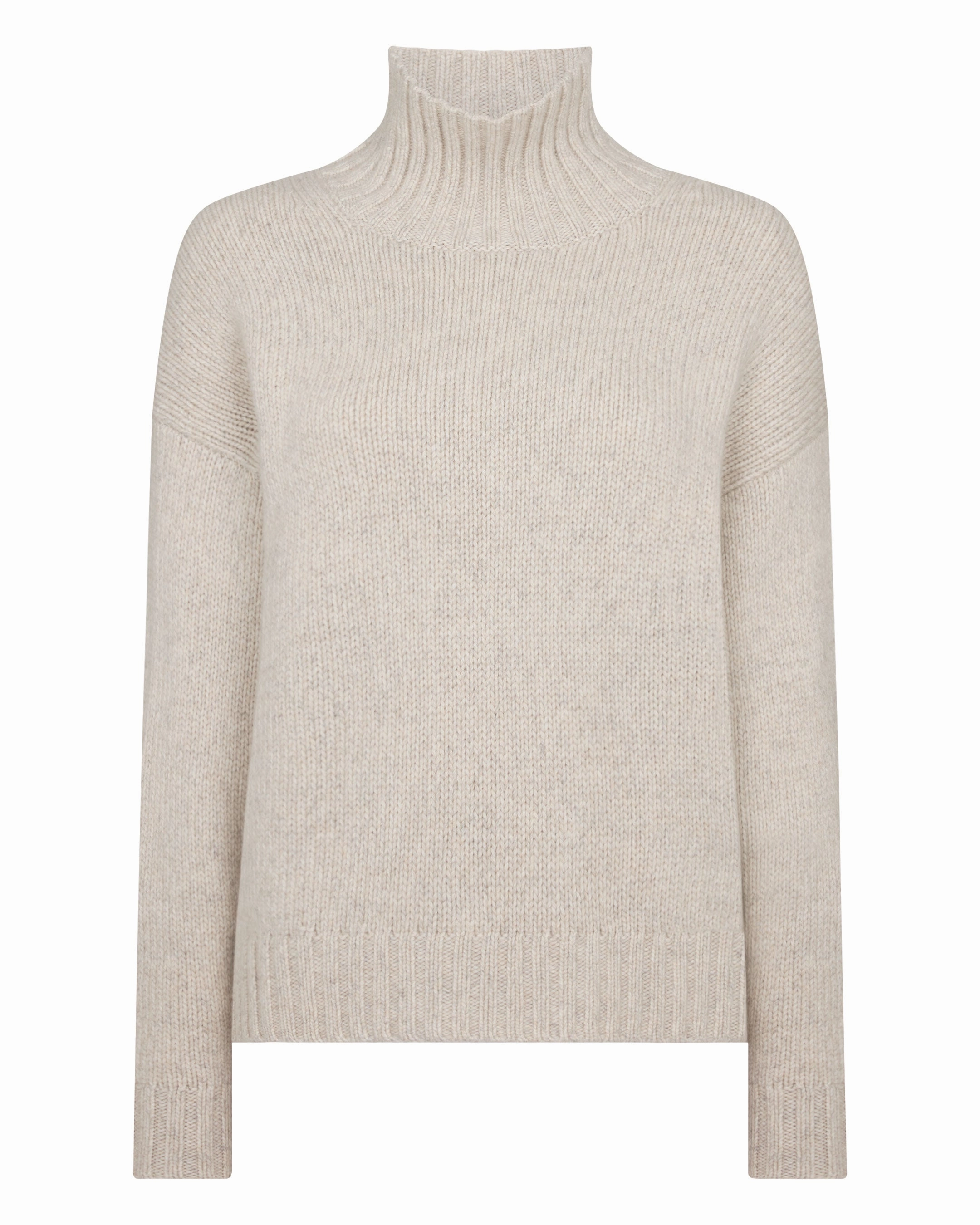 Trending Now Discount Big Sale Today Women'S Chunky Funnel Neck Cashmere Jumper Ash Grey Marl