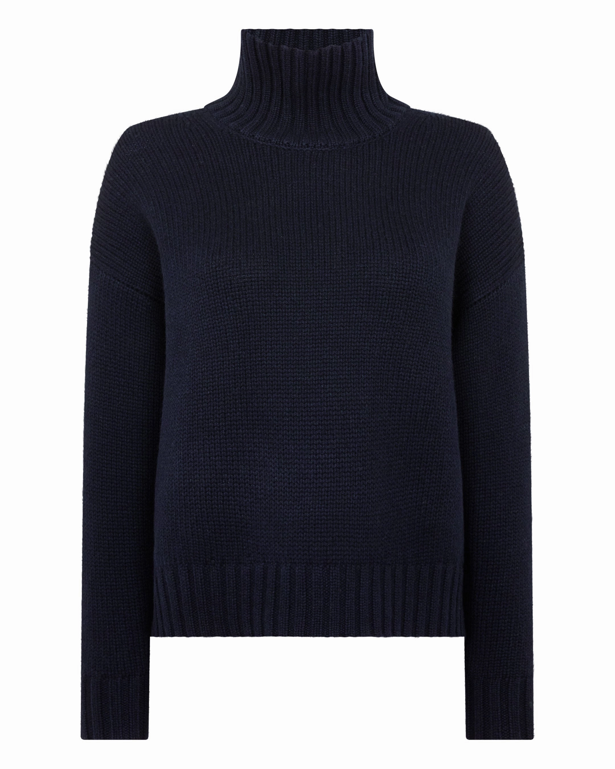 Women'S Chunky Funnel Neck Cashmere Jumper Navy Blue Flash Discount Today Sale Ending Soon