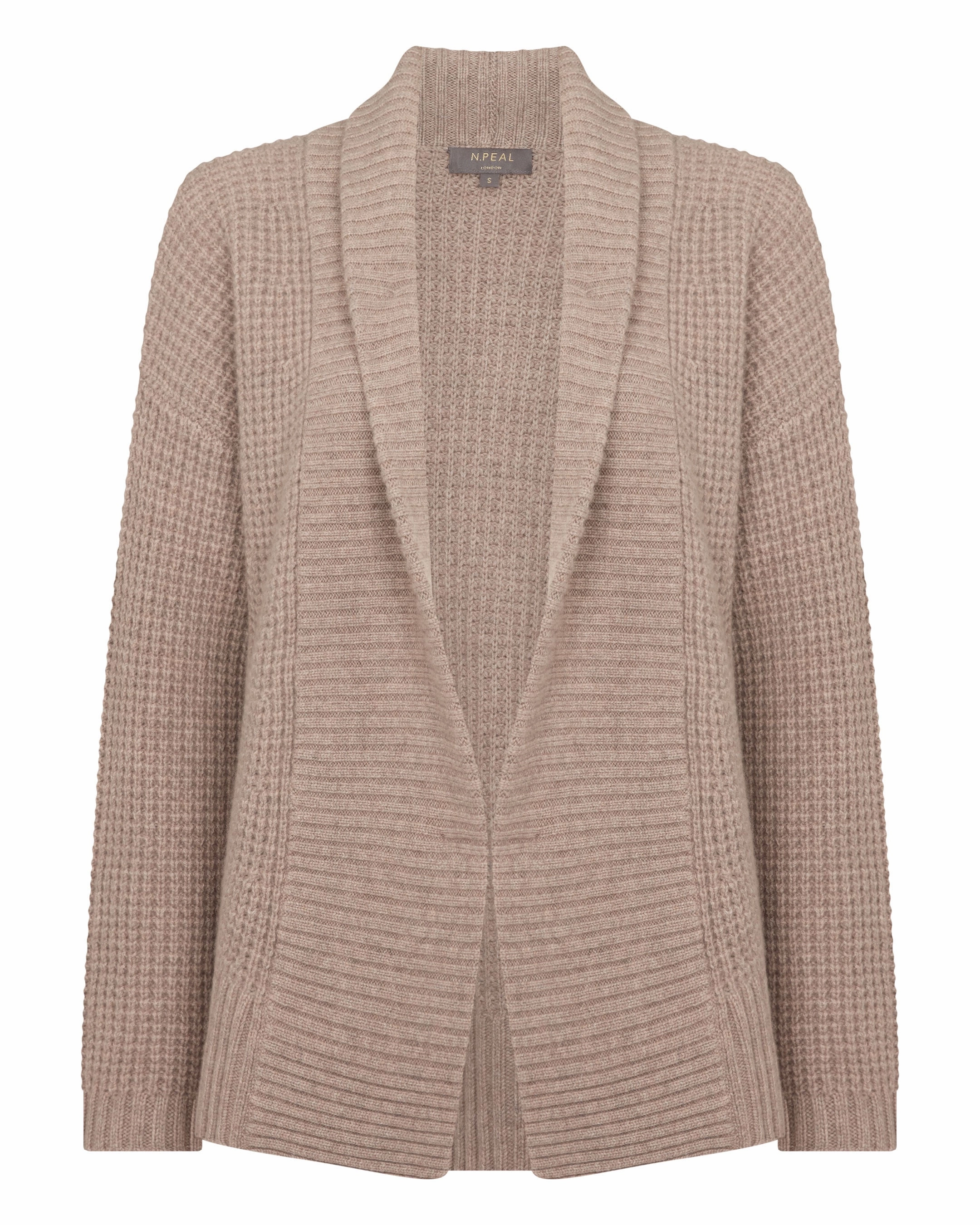 Women'S Chunky Moss Stitch Cashmere Cardigan Oatmeal Brown Today Only Savings Exclusive Online Deal