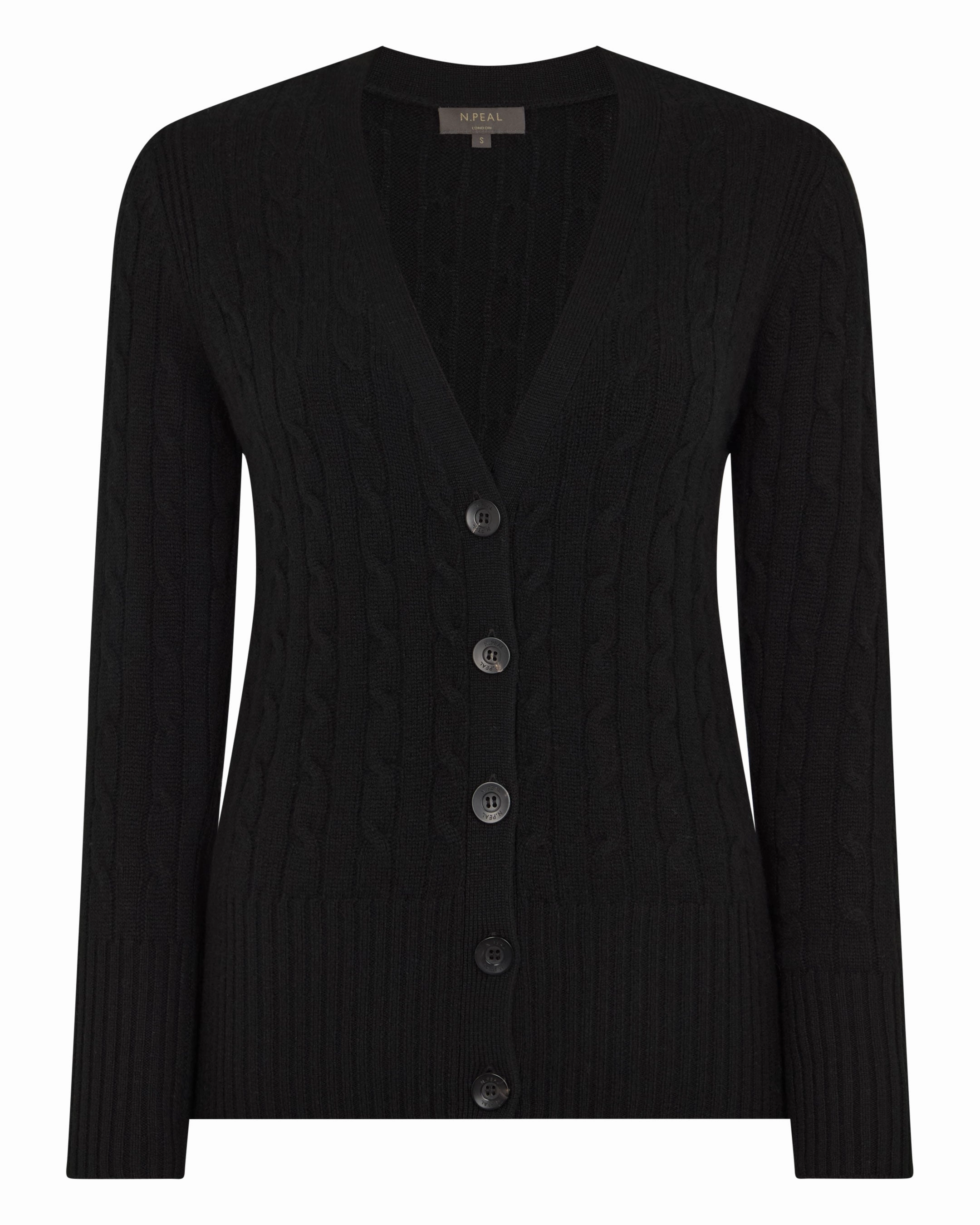 Hot Sale Alert Women'S Clara Cable V Neck Cashmere Cardigan Black