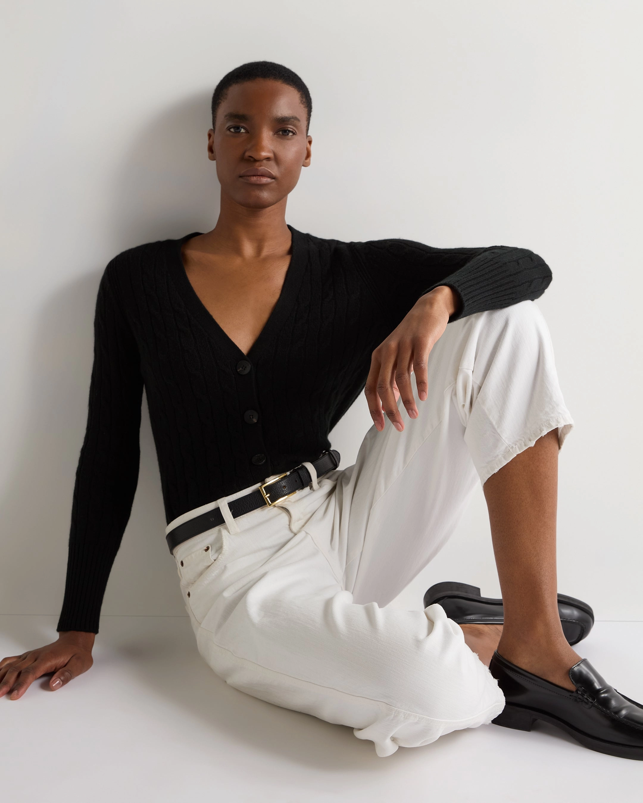 Trending Hot Picks Trending Offer Today Women'S Clara Cable V Neck Cashmere Cardigan Black