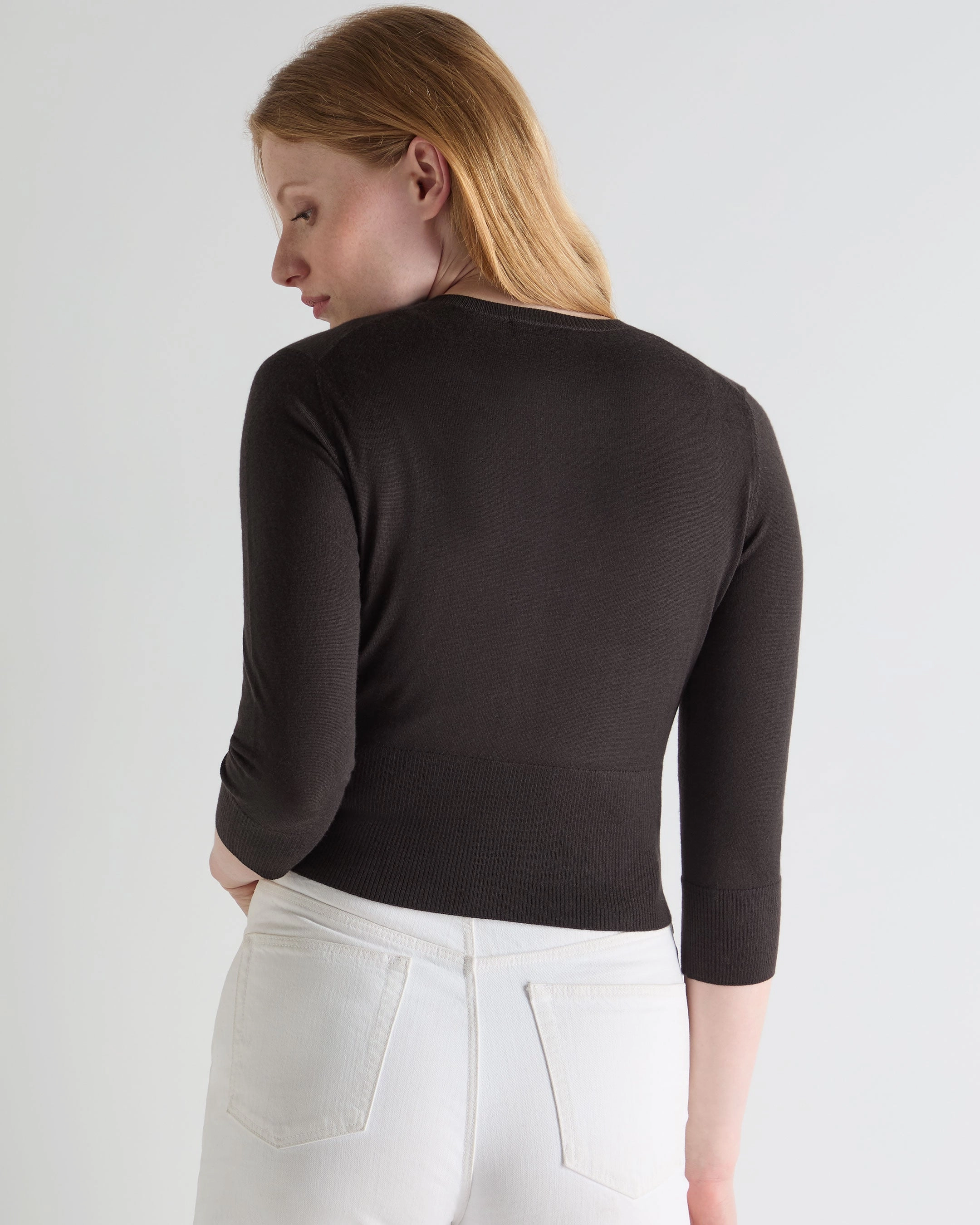 Clearance Event Hot Offer Ending Soon Women'S Darcie Superfine Cashmere Cropped Cardigan Chocolate Brown