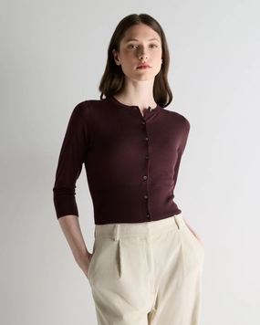 Women'S Darcie Superfine Cashmere Cropped Cardigan Claret Red Best Deal Online Limited Stock Offer