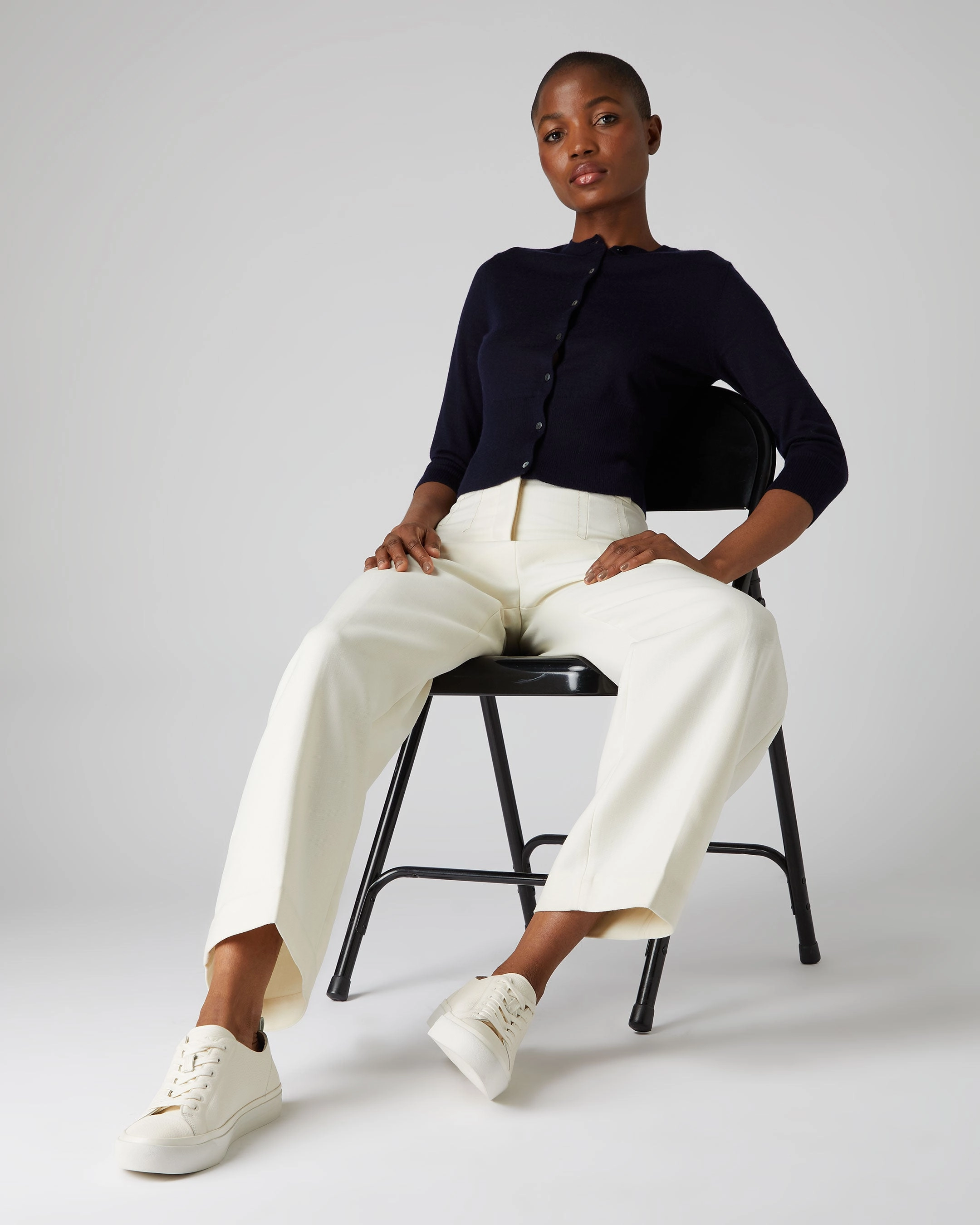Women'S Darcie Superfine Cashmere Cropped Cardigan Navy Blue Save More Online Limited Edition Offer