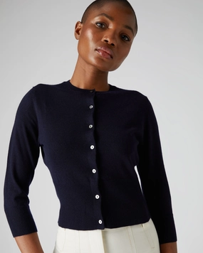 Women'S Darcie Superfine Cashmere Cropped Cardigan Navy Blue Online Deal Frenzy