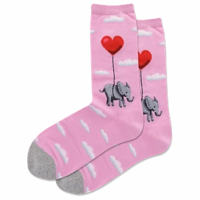 Women'S Elephant Heart Balloon Crew Socks Special Occasion Discount Daily Clearance Deal