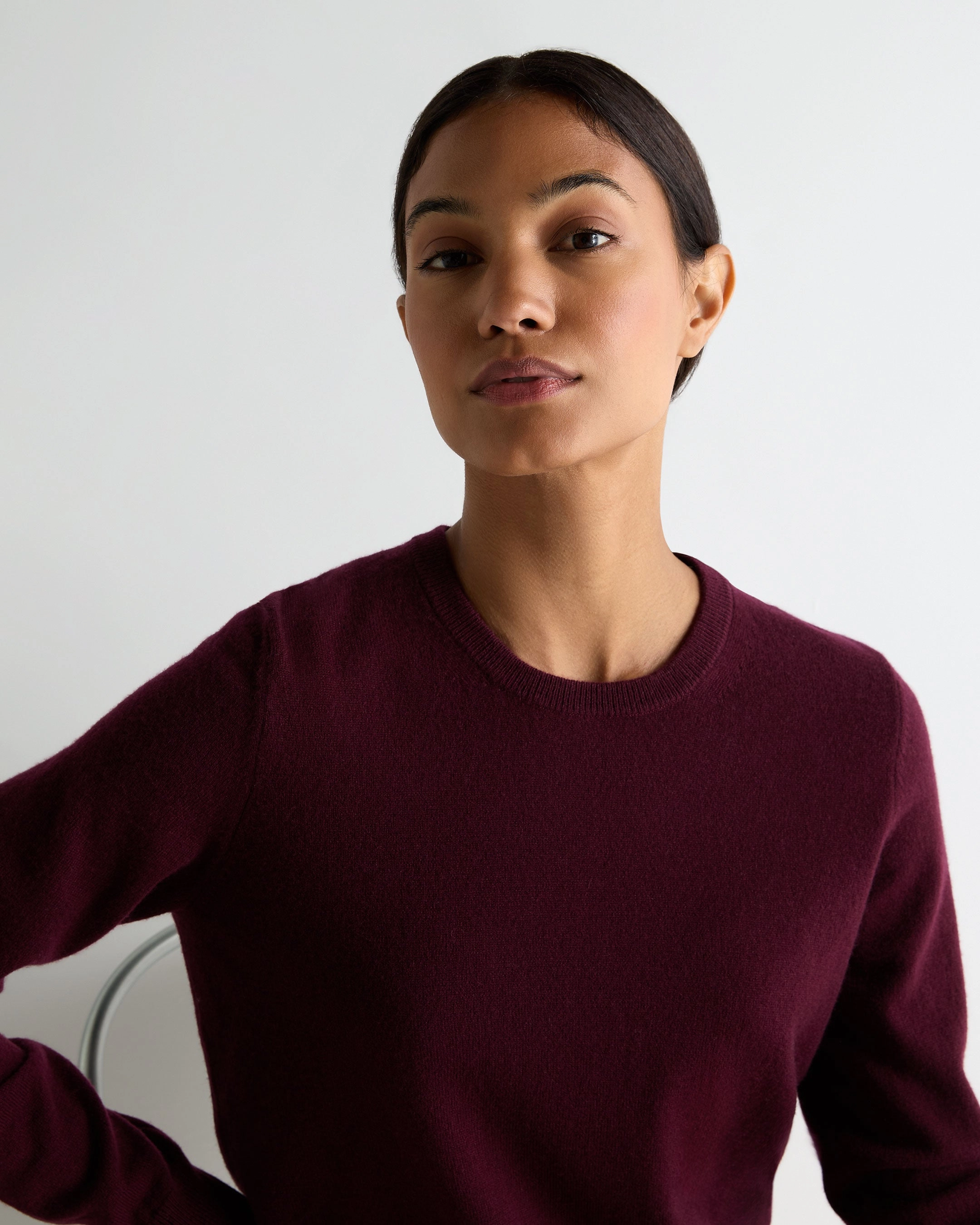 Clearance Event Today Women'S Evie Classic Round Neck Cashmere Jumper Bordeaux Red