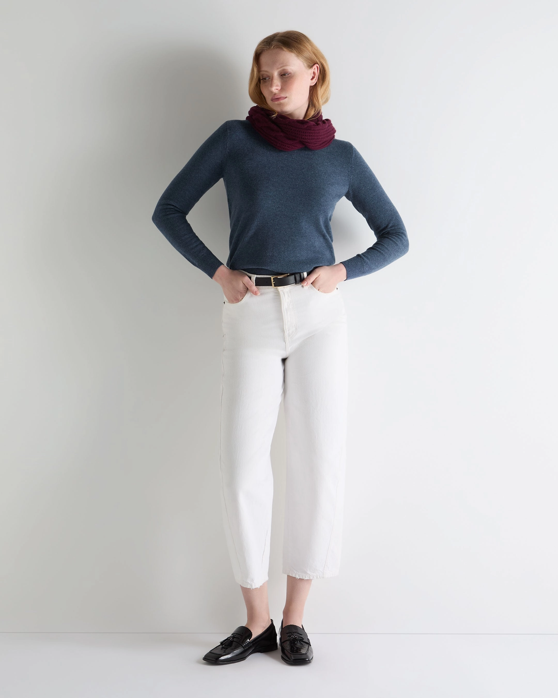Women'S Evie Classic Round Neck Cashmere Jumper Light Denim Blue Clearance Event Instant Discount