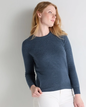 Women'S Evie Classic Round Neck Cashmere Jumper Light Denim Blue Hot Savings Alert Hot Sale Frenzy