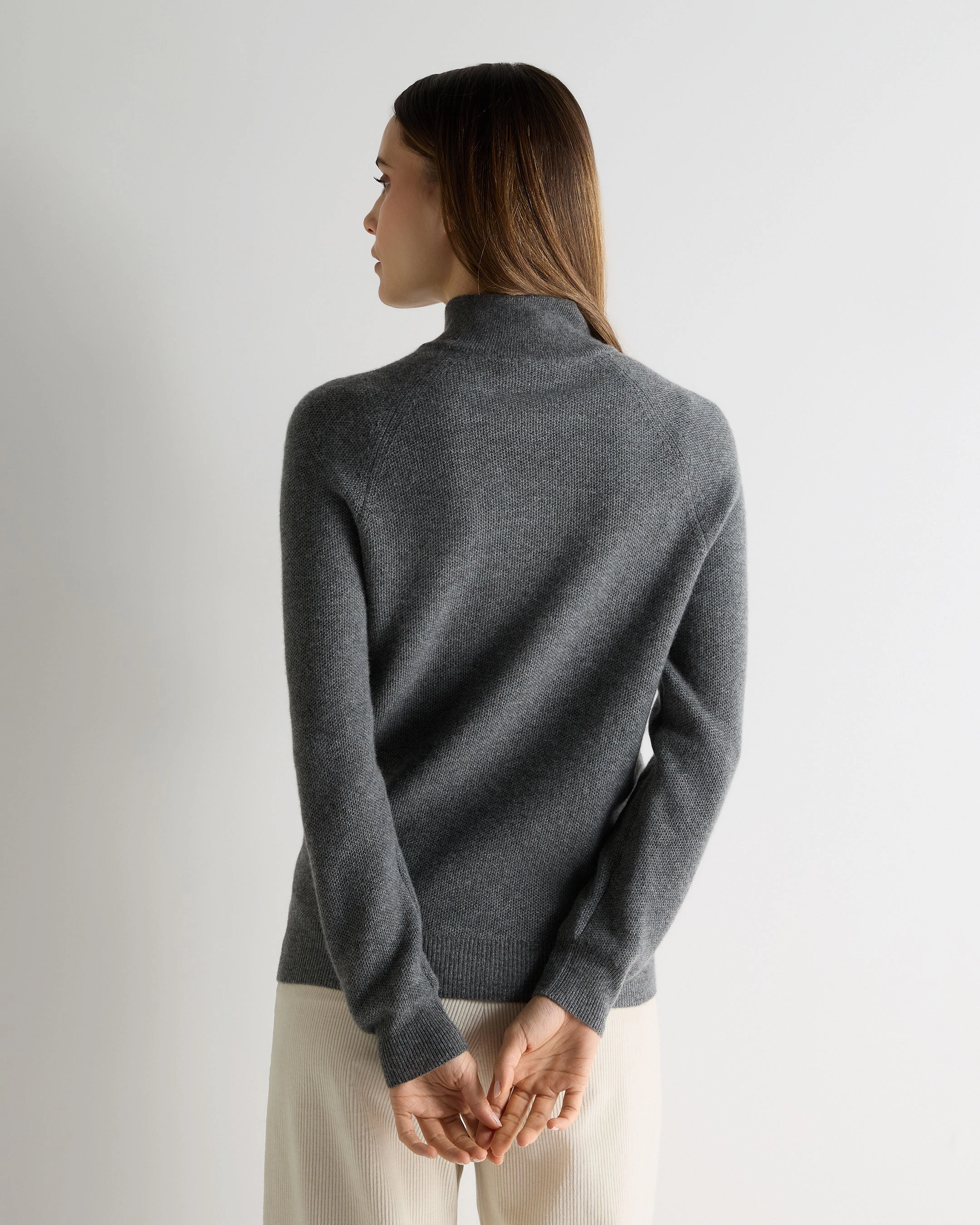 Women'S Honeycomb Knit Cashmere Jumper Elephant Grey Steal Todays Offer GiftWorthy Sale