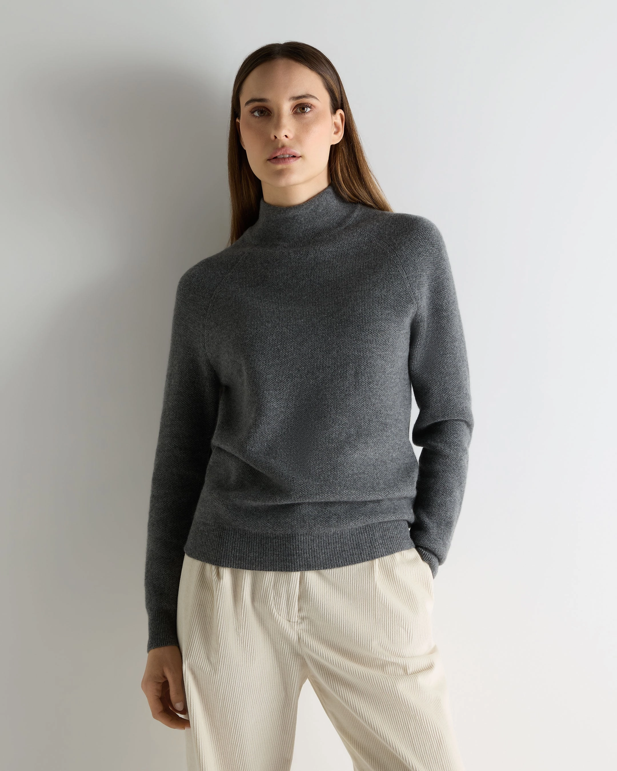 Instant Deal Today Women'S Honeycomb Knit Cashmere Jumper Elephant Grey