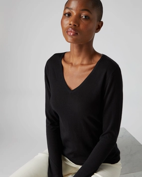 Hot Discount Deal Grab It Fast Women'S Imogen Superfine Cashmere V Neck Jumper Black