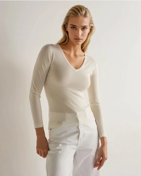 Perfect Gift Sale EndofWeek Deals Women'S Imogen Superfine Cashmere V Neck Jumper New Ivory White