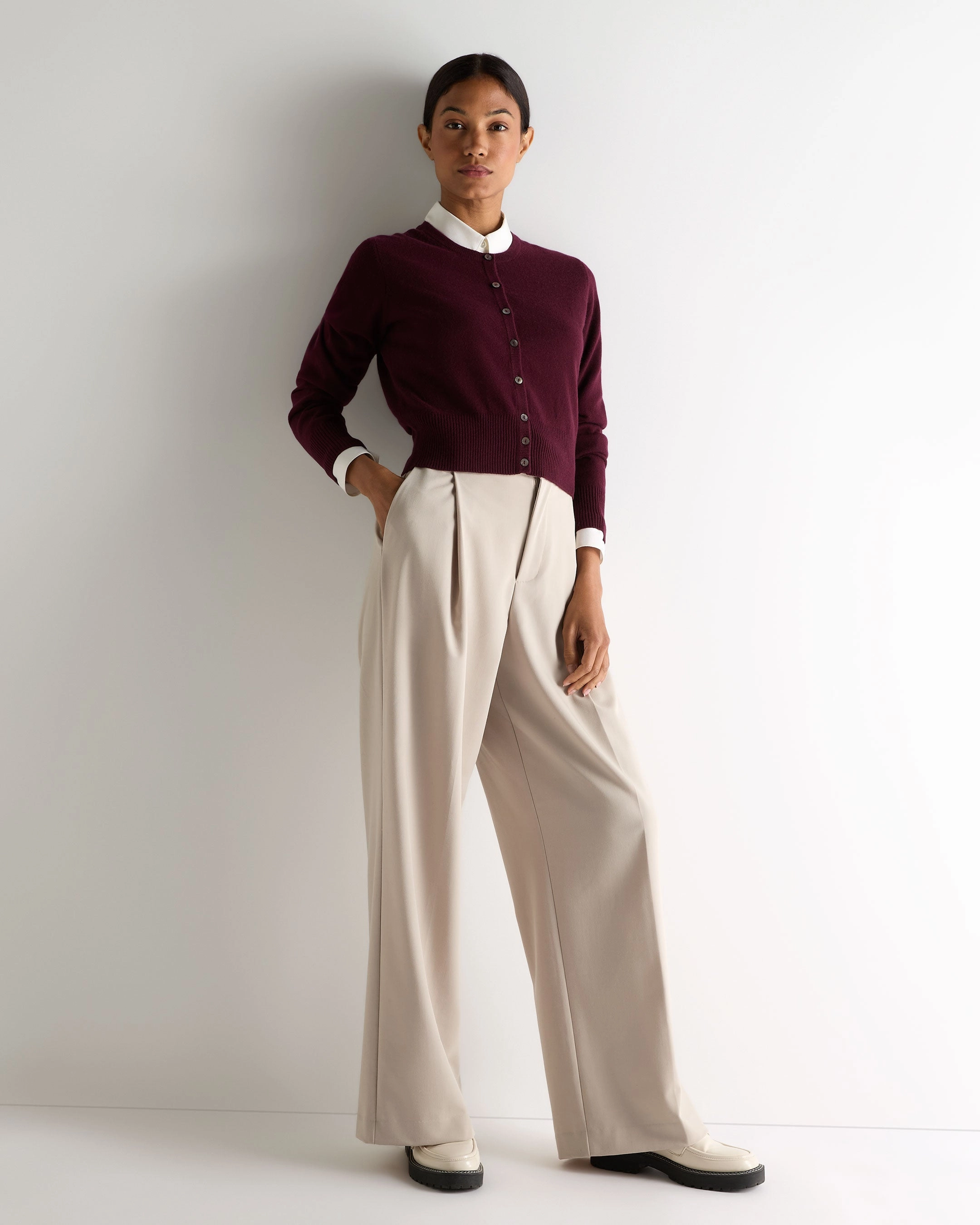 Trending Offer Today Todays Hot Pick Women'S Ivy Cropped Cashmere Cardigan Bordeaux Red