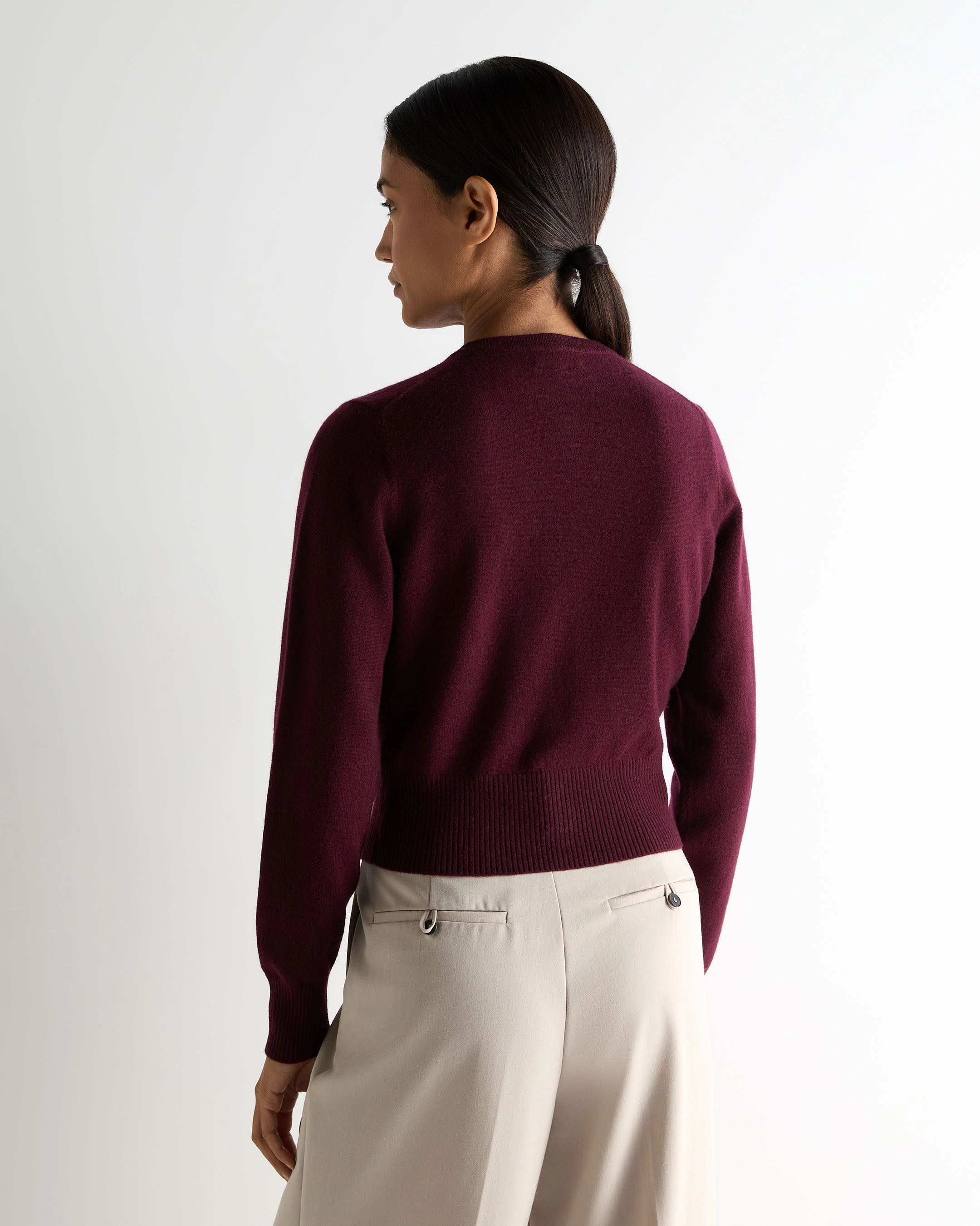 Women'S Ivy Cropped Cashmere Cardigan Bordeaux Red Big Savings Today