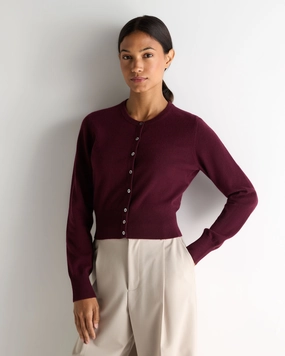 Women'S Ivy Cropped Cashmere Cardigan Bordeaux Red Instant Discount