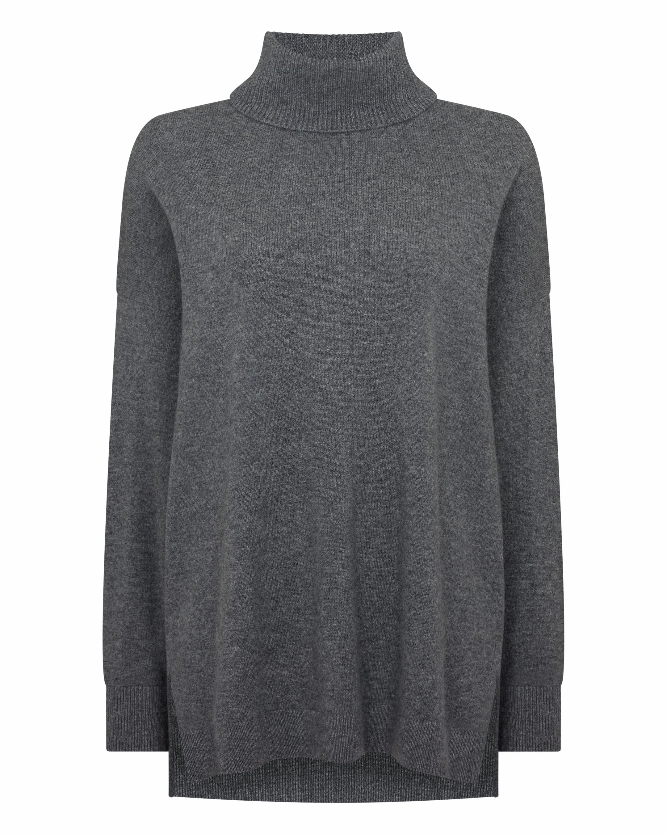 Women'S Longline Roll Neck Cashmere Jumper Elephant Grey MustHave Deals