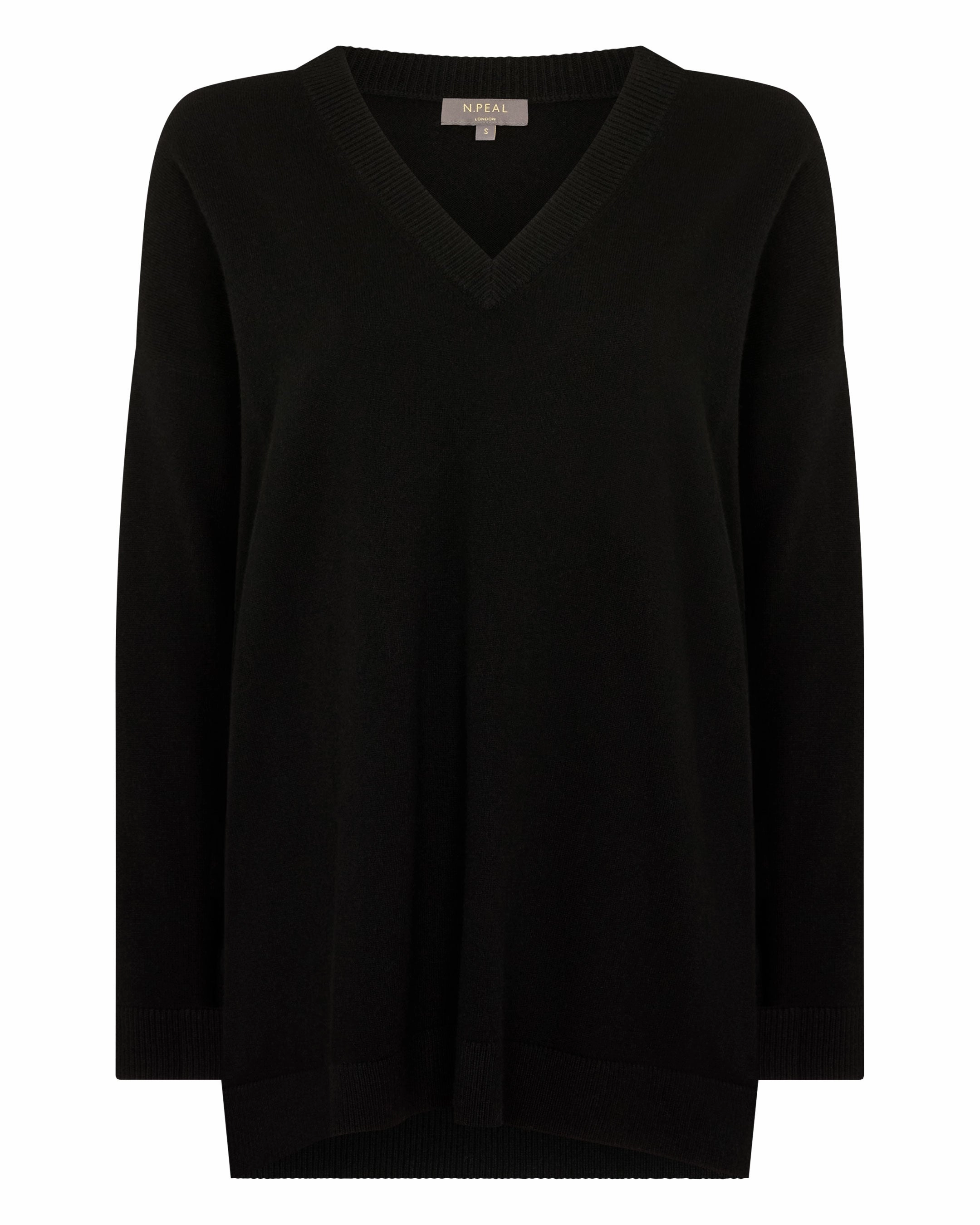 Best Price Online Women'S Longline V Neck Cashmere Jumper Black