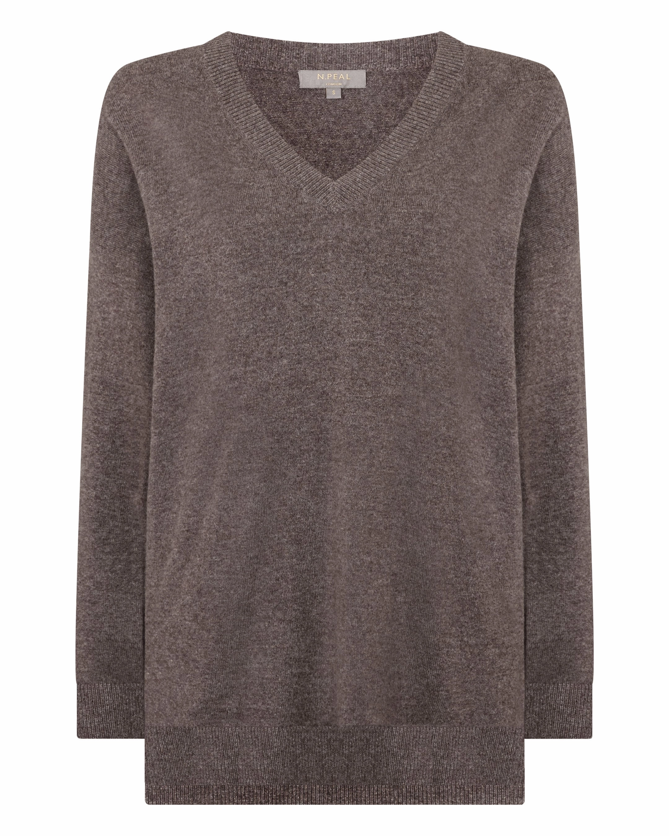 Special Price Offer Women'S Longline V Neck Cashmere Jumper Otter Brown
