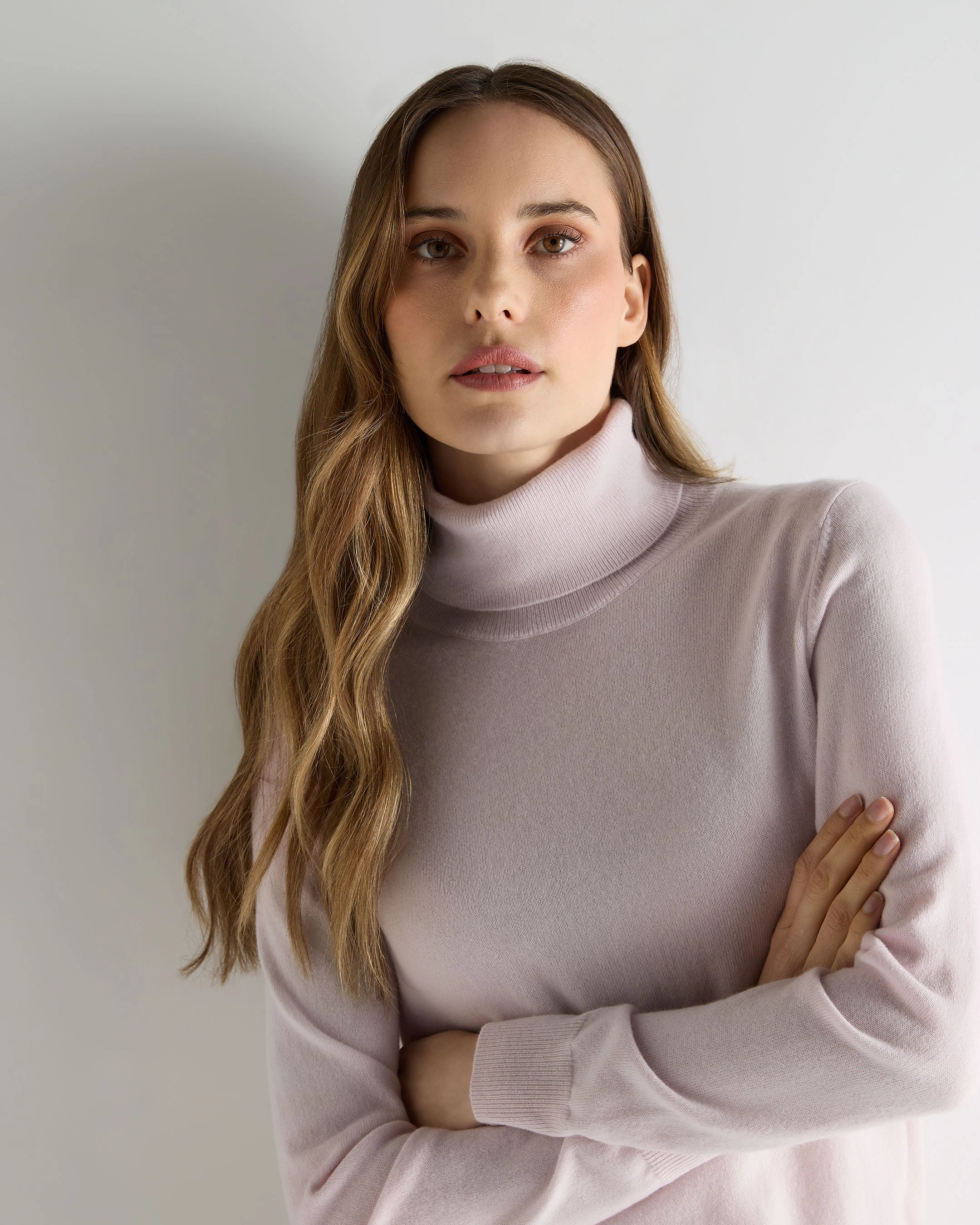 Clearance Savings Now Women'S Luna Roll Neck Cashmere Jumper Chalk Pink