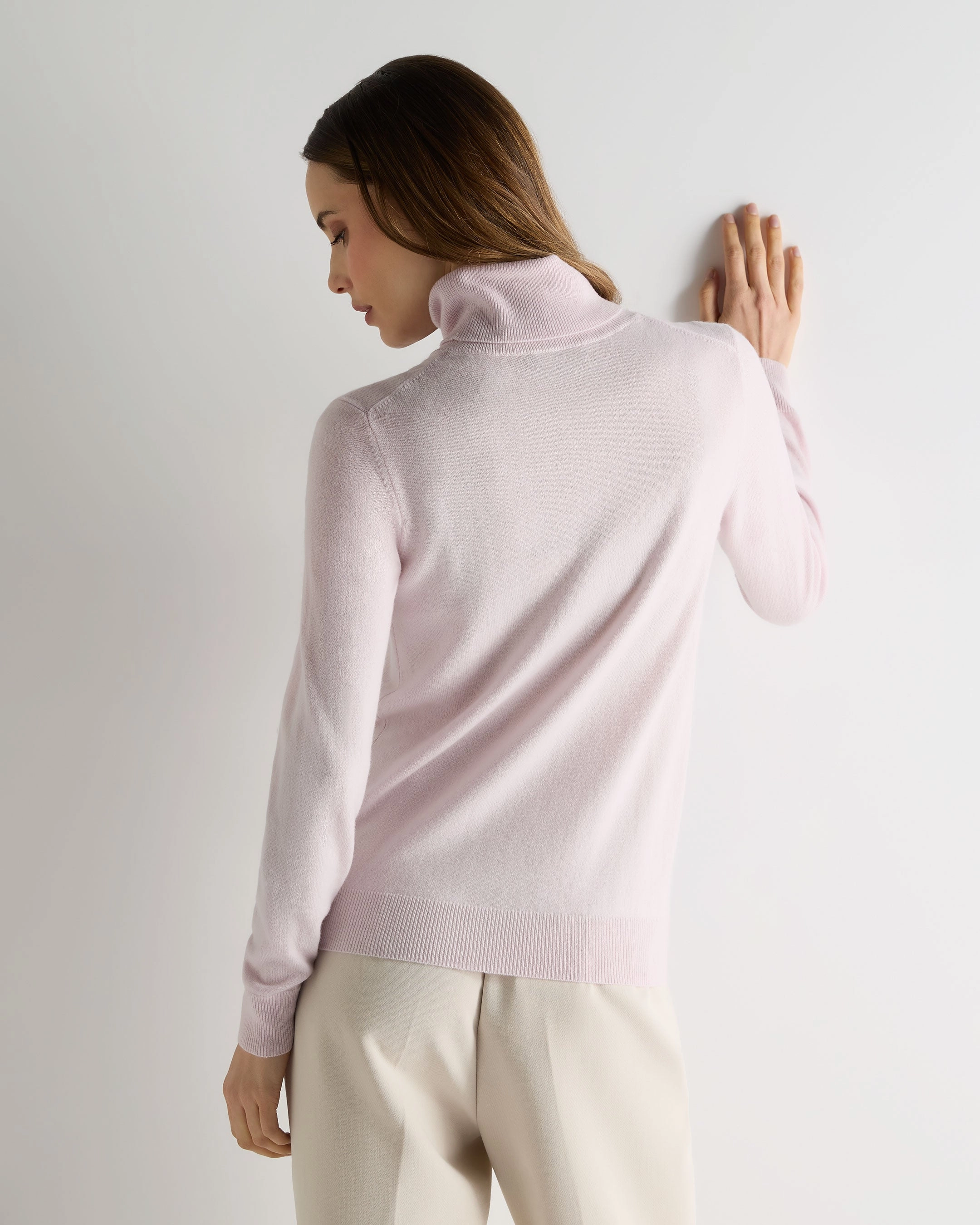 Online Exclusive Offer Women'S Luna Roll Neck Cashmere Jumper Chalk Pink