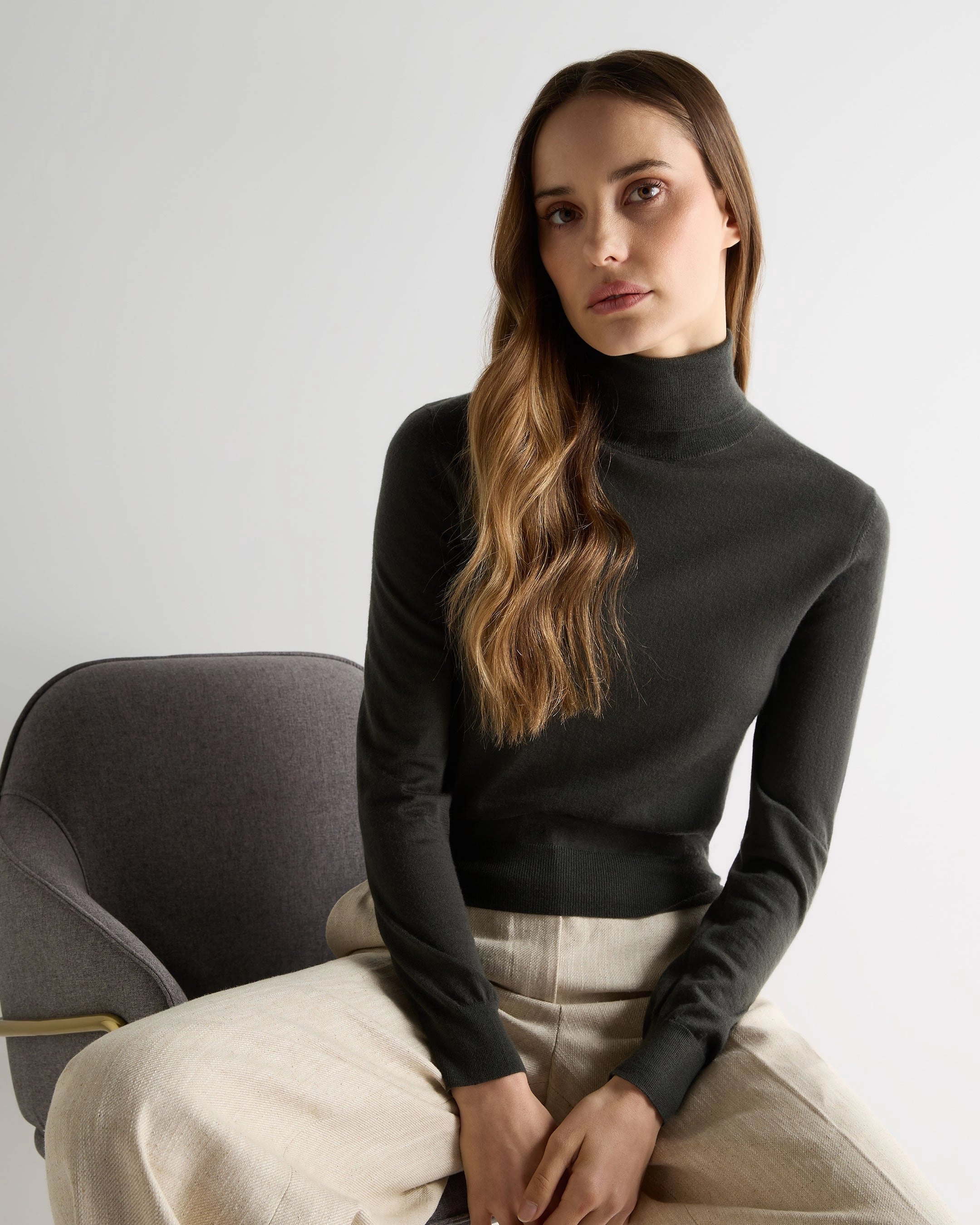 Mega Sale Now Limited Time Hot Deal Women'S Margot Superfine Cashmere Roll Neck Jumper Arabica Khaki Green