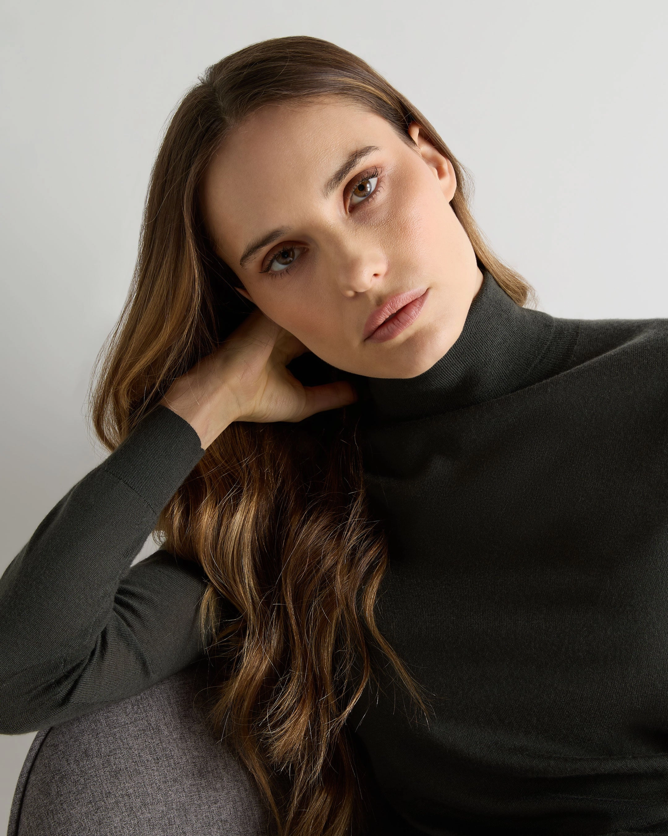 Women'S Margot Superfine Cashmere Roll Neck Jumper Arabica Khaki Green Sweet Deal Today