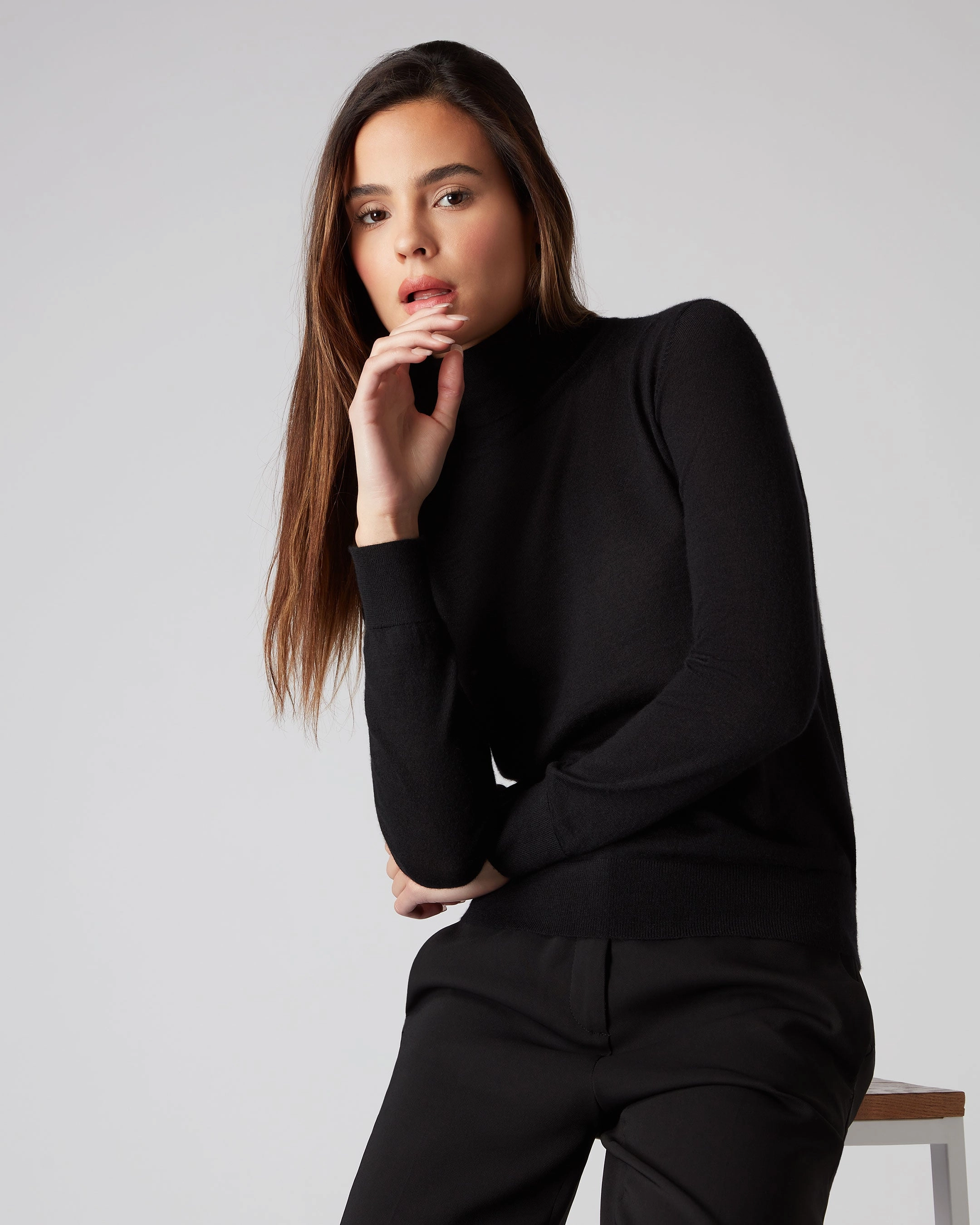 Women'S Margot Superfine Cashmere Roll Neck Jumper Black Trending Now Offer Exclusive Online Offer