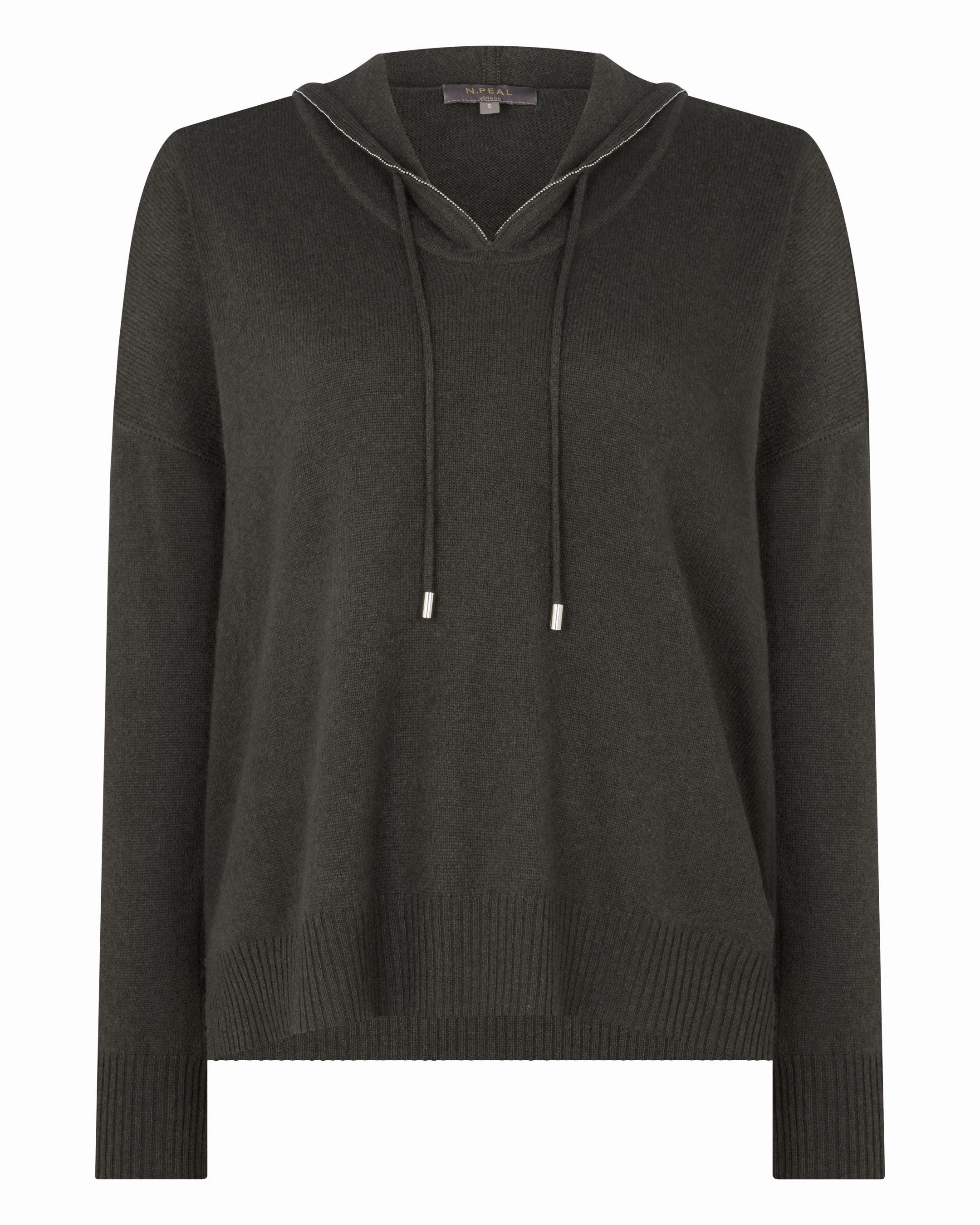 Special Occasion Discount Hot Sale Frenzy Women'S Maya Metal Trim Cashmere Hoodie Arabica Khaki Green