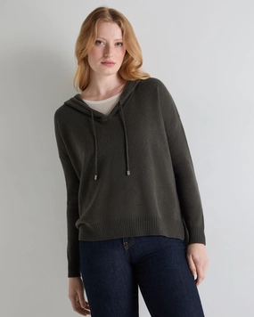 Clearance Blowout Mega Sale Now Women'S Maya Metal Trim Cashmere Hoodie Arabica Khaki Green
