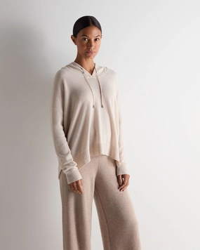 Women'S Maya Metal Trim Cashmere Hoodie Ecru White Best Deal Online