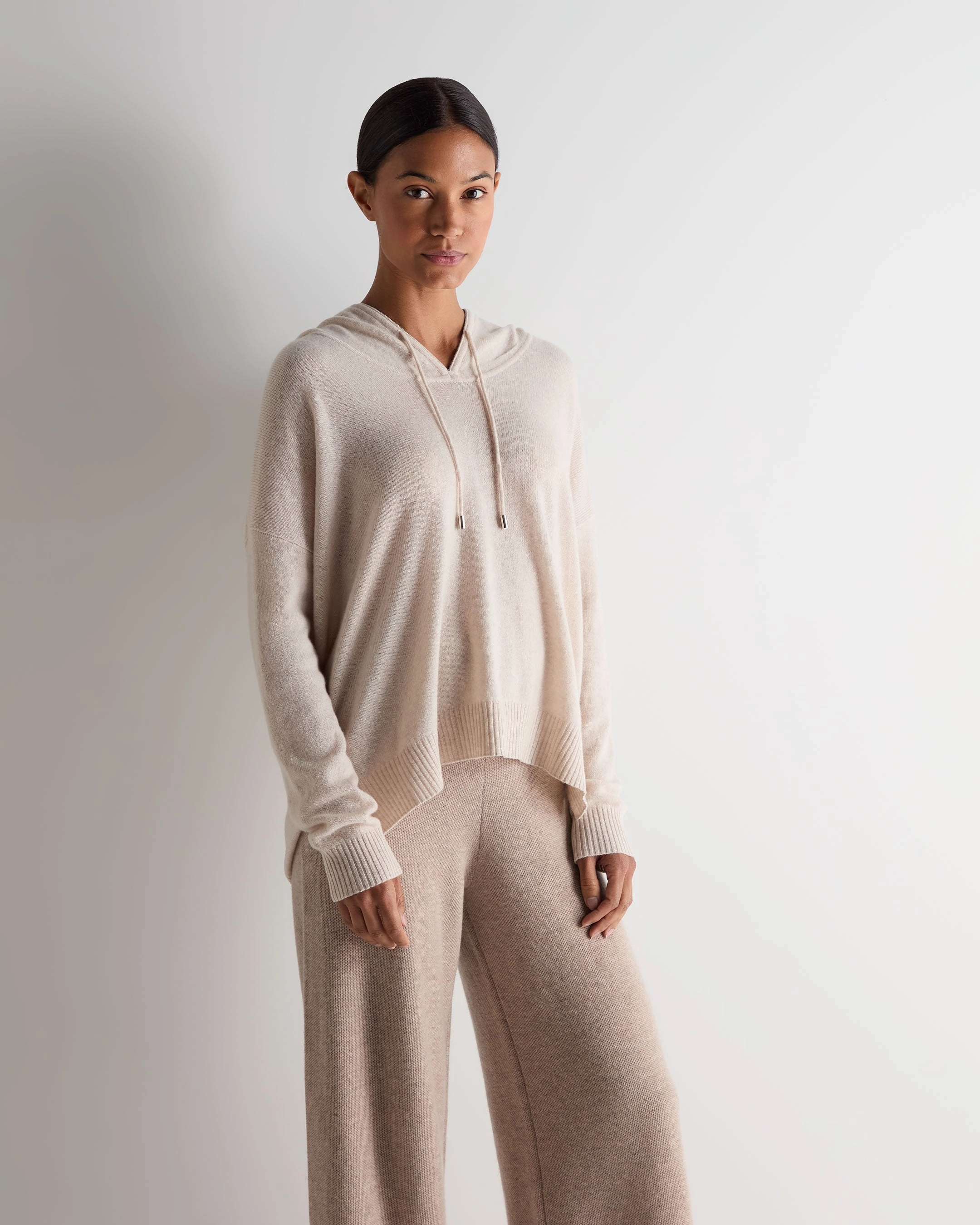 Women'S Maya Metal Trim Cashmere Hoodie Ecru White Best Deal Online