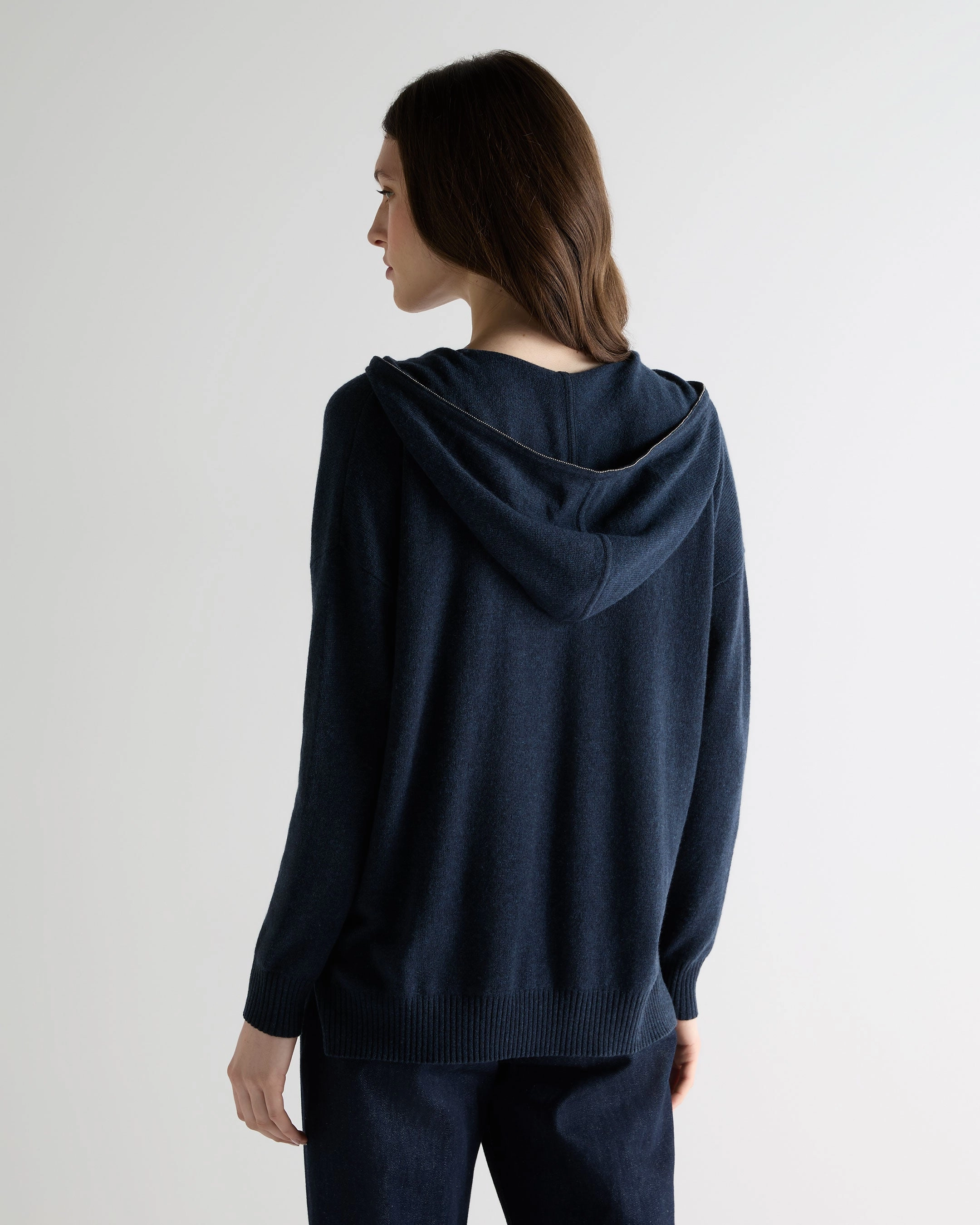 Women'S Maya Metal Trim Cashmere Hoodie Indigo Blue Perfect Gift Sale Shop Now Save