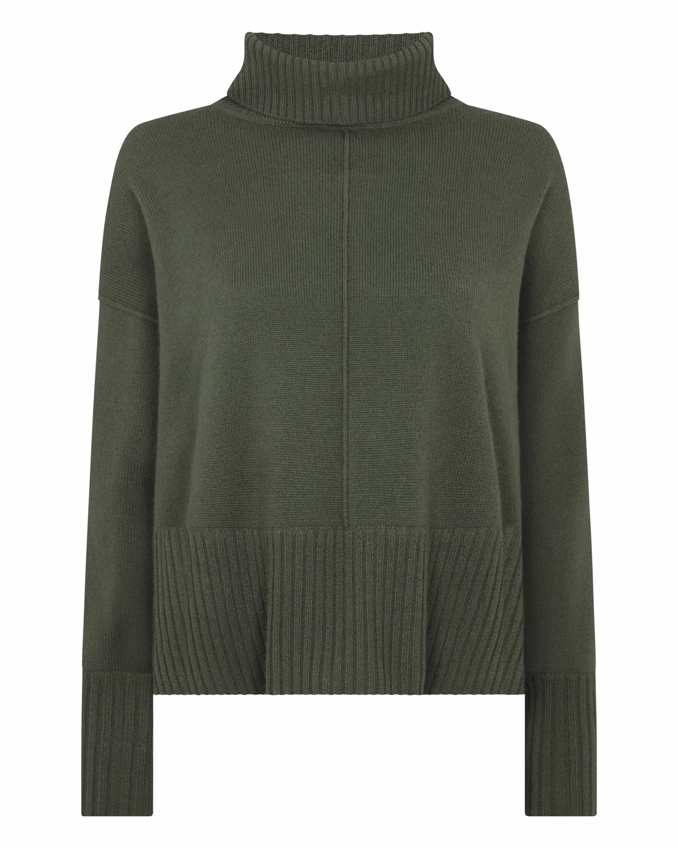 Women'S Mollie Metal Roll Neck Cashmere Jumper Army Green Clearance Alert Now