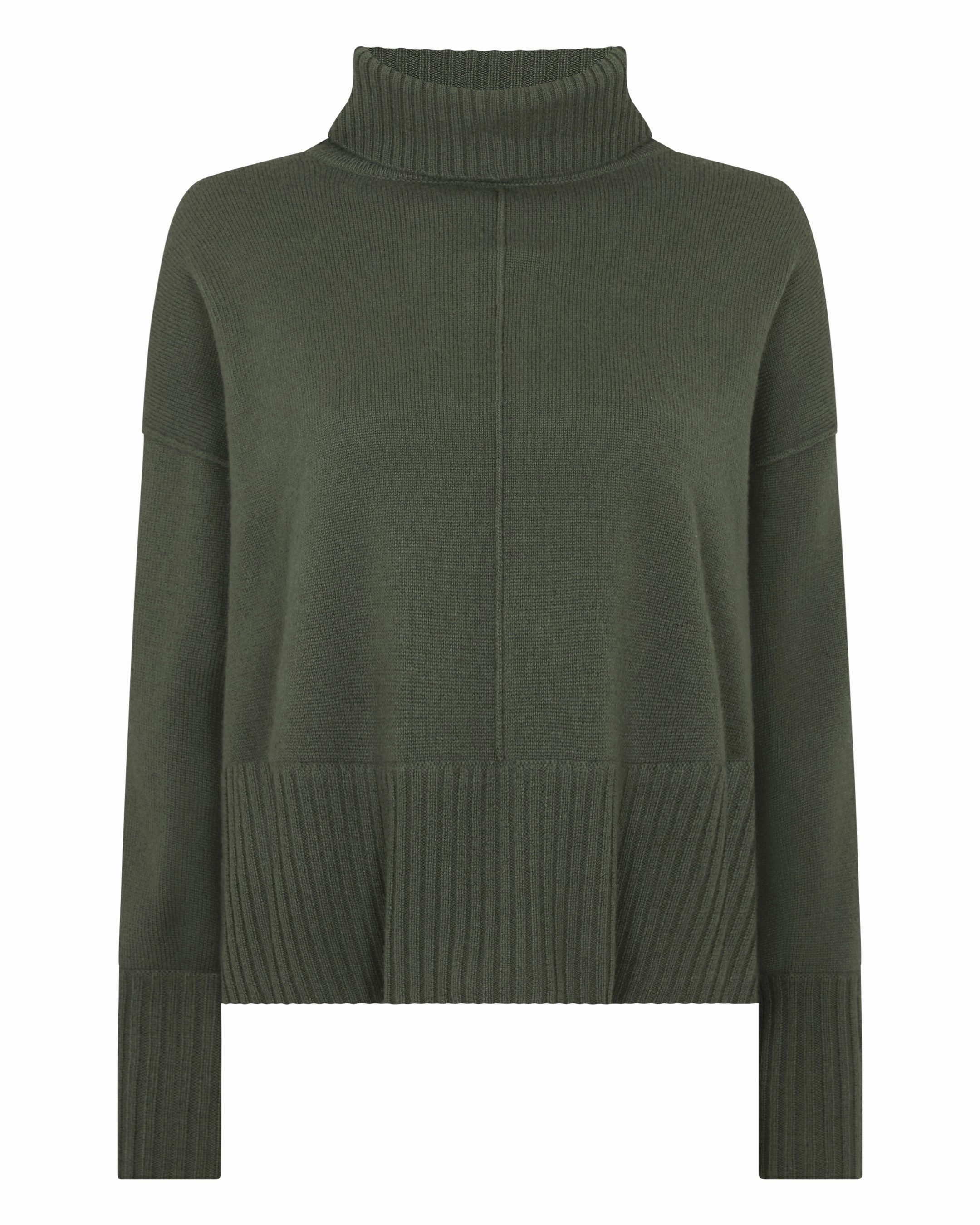 Women'S Mollie Metal Roll Neck Cashmere Jumper Army Green Hot Offer Frenzy