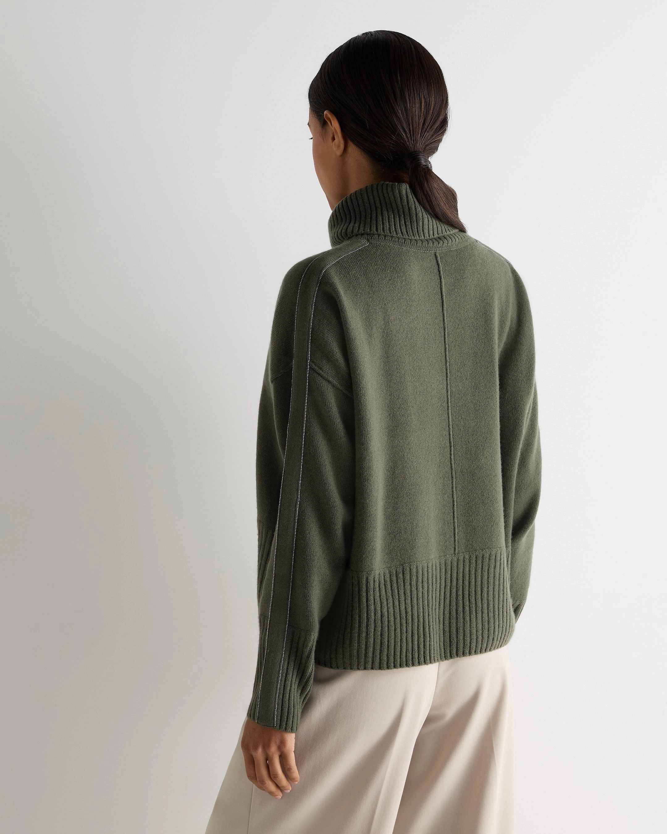 Grab the Deal Now Women'S Mollie Metal Roll Neck Cashmere Jumper Army Green