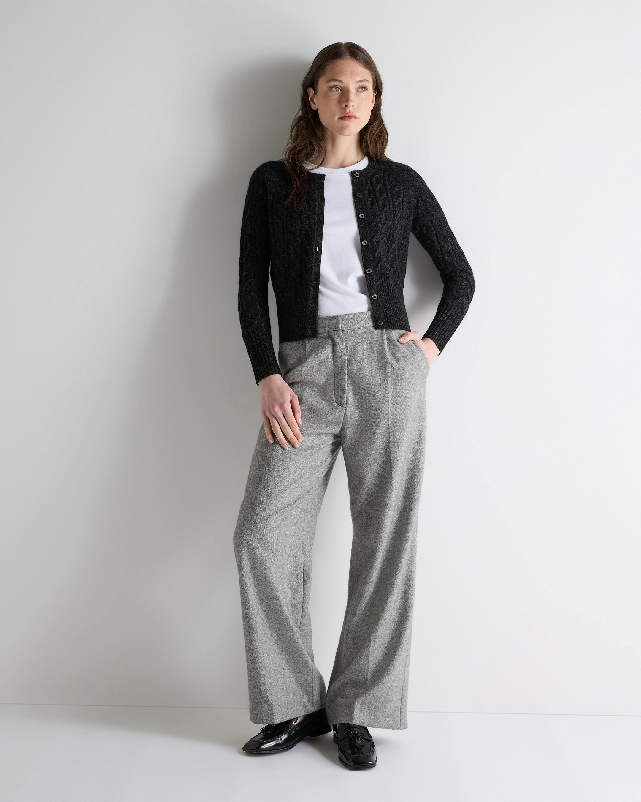 Today Only Special Best Price Today Women'S Myla Cable Cashmere Cardigan Charcoal Grey Melange