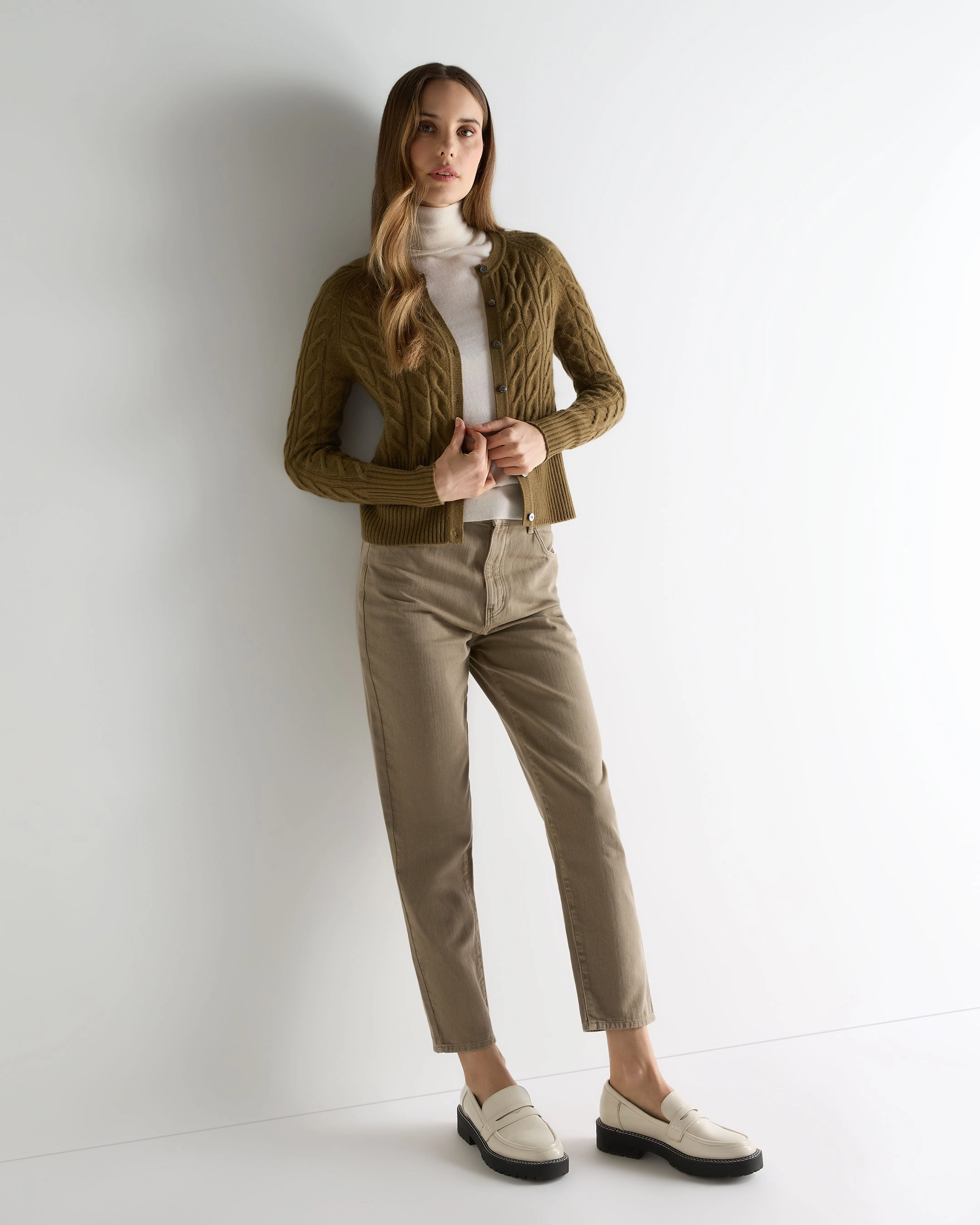 Women'S Myla Cable Cashmere Cardigan Cinnamon Brown Exclusive Hot Pick