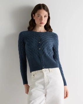 Women'S Myla Cable Cashmere Cardigan Light Denim Blue Special Deal Frenzy