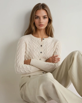 Clearance Sale Women'S Myla Cable Cashmere Cardigan New Ivory White