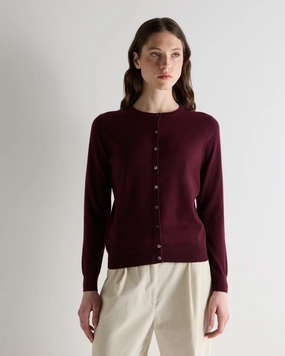 Hot Offer Ending Soon MustHave Deal Women'S Olivia Round Neck Cashmere Cardigan Bordeaux Red